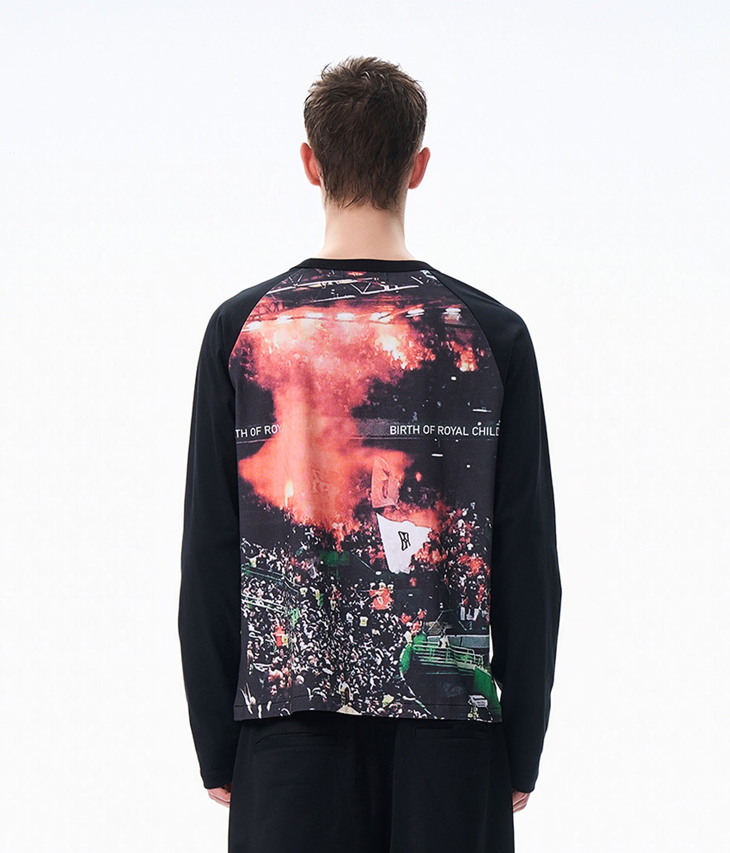 Stadium Flame Raglan Long Sleeve Tee Black