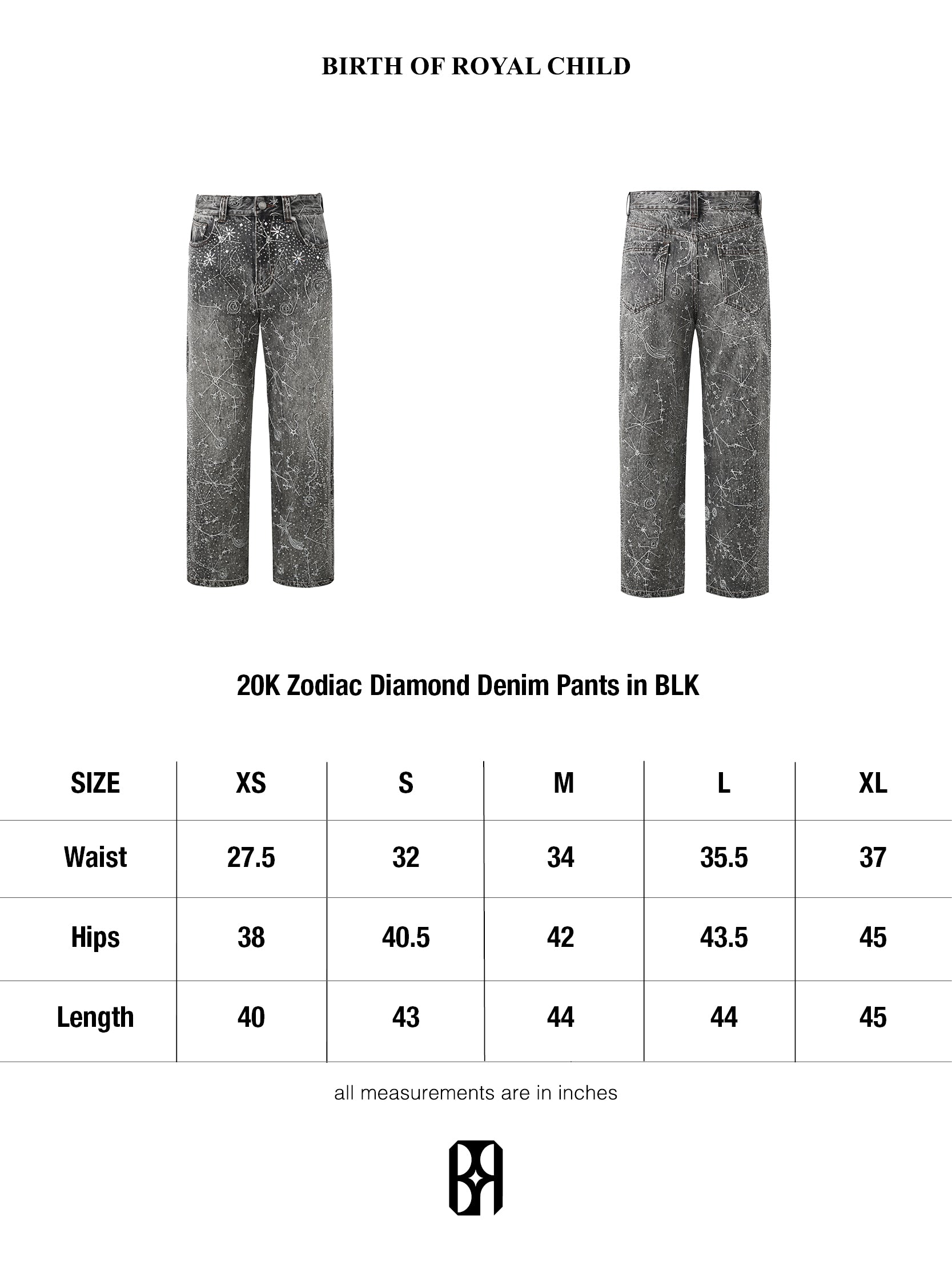20K Zodiac Diamond Denim Pants in BLK – Birth Of Royal Child