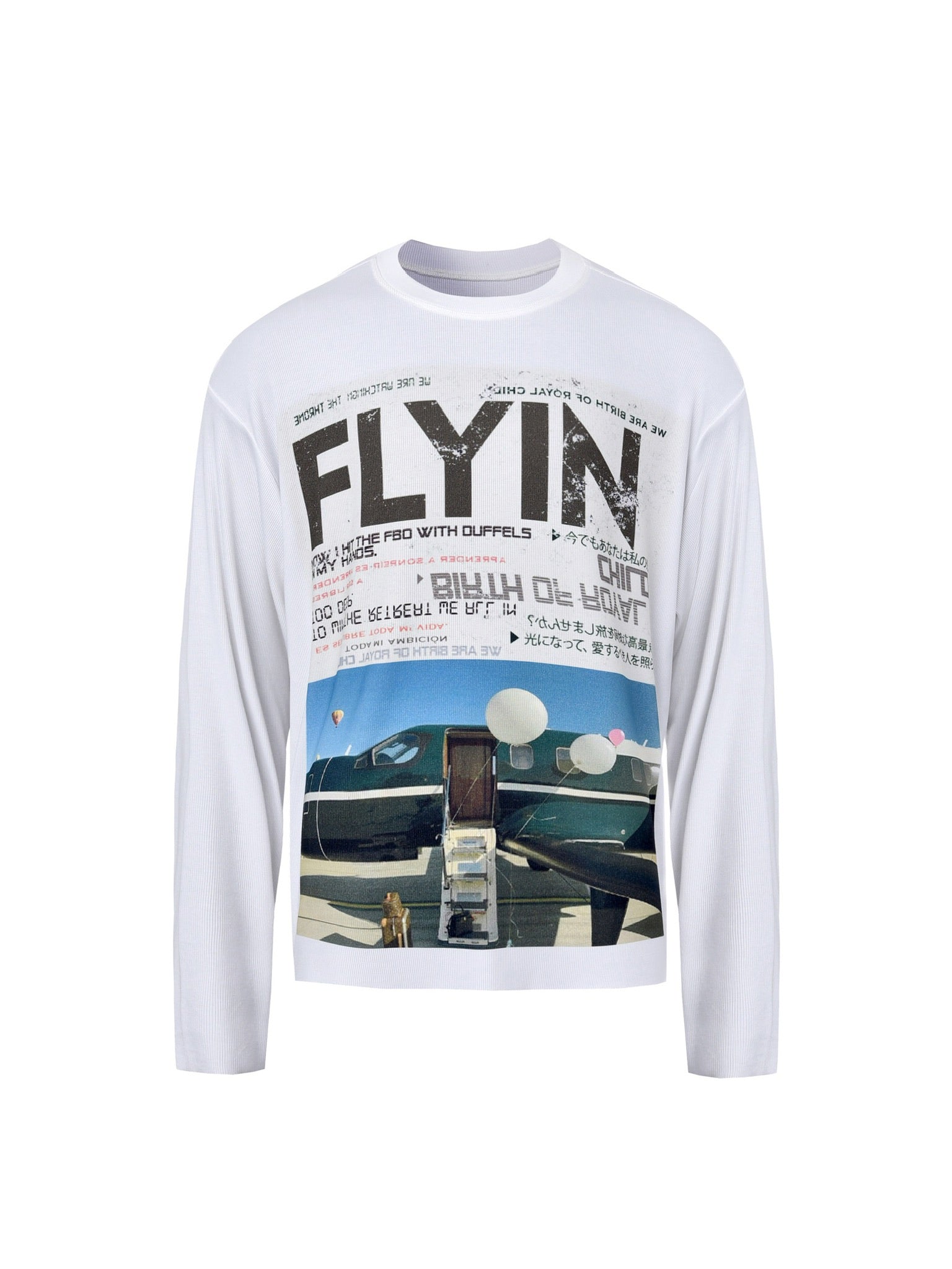 Private Jet Print Long-Sleeve Tshirt