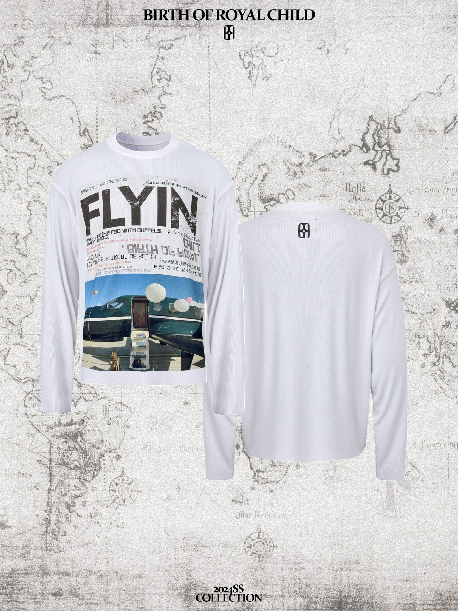 Private Jet Print Long-Sleeve Tshirt