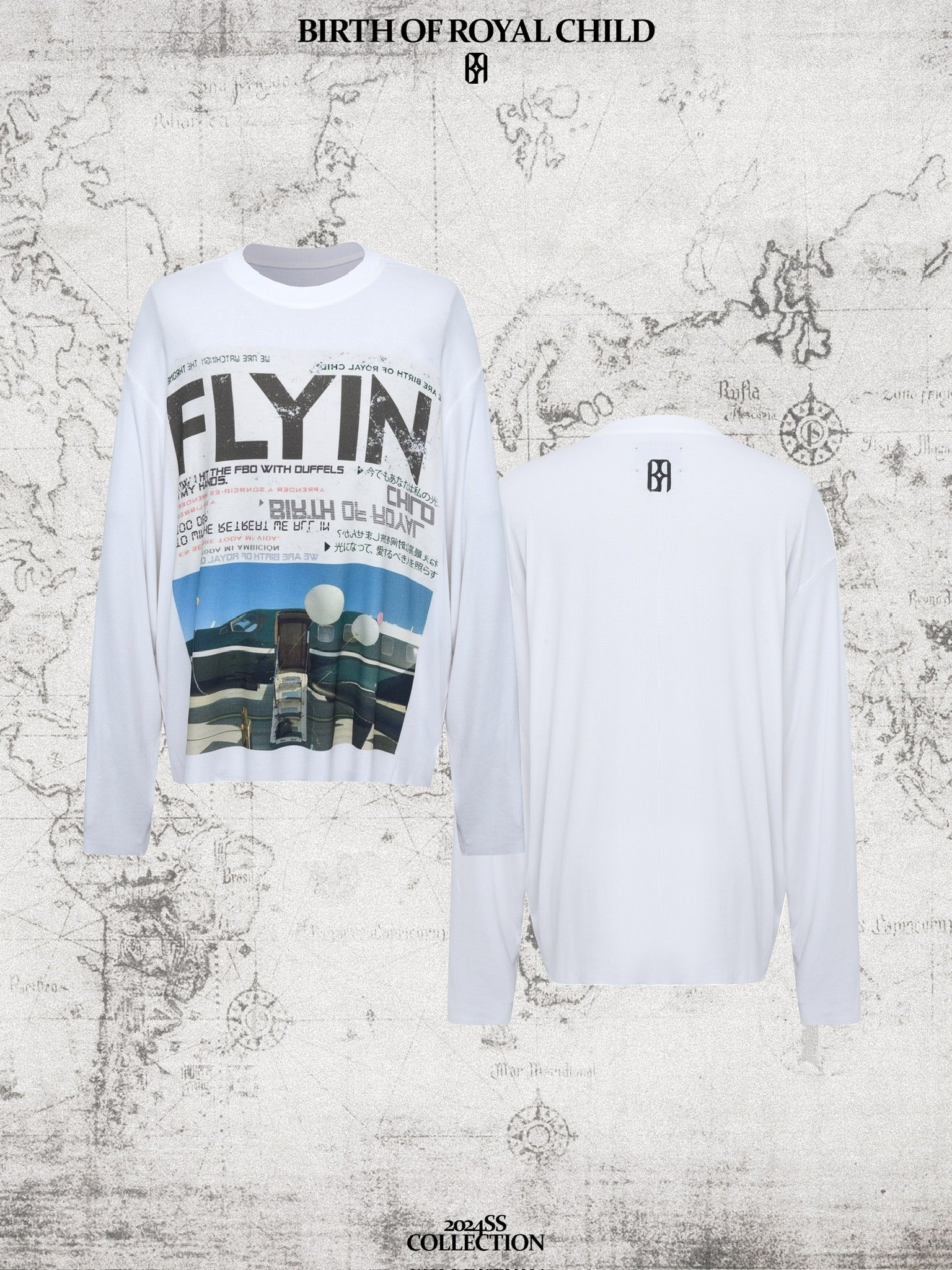 Private Jet Print Long-Sleeve Tshirt