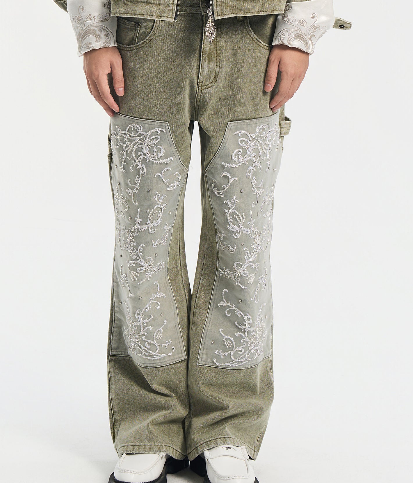 パンツ BIRTH OF  CHILD Beaded Embroidery Carpenter Pants – Birth Of Royal Child