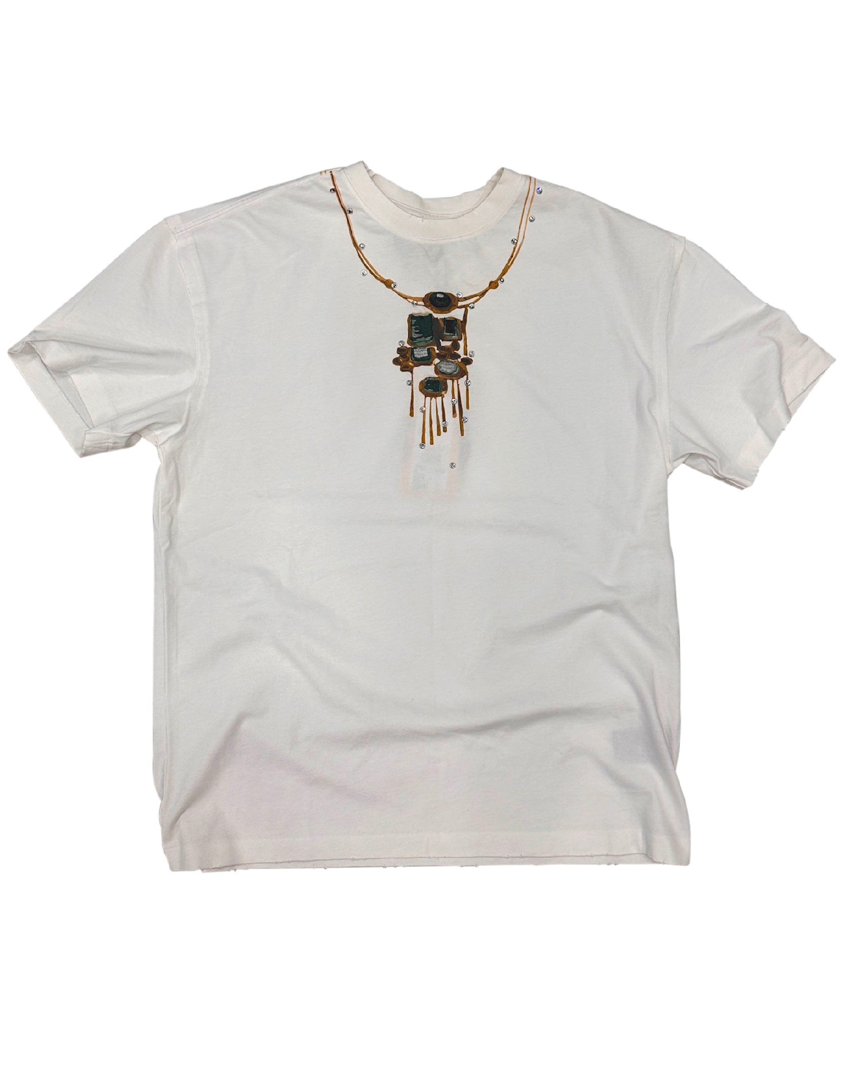 Gemstone Necklace Print T-Shirt in White