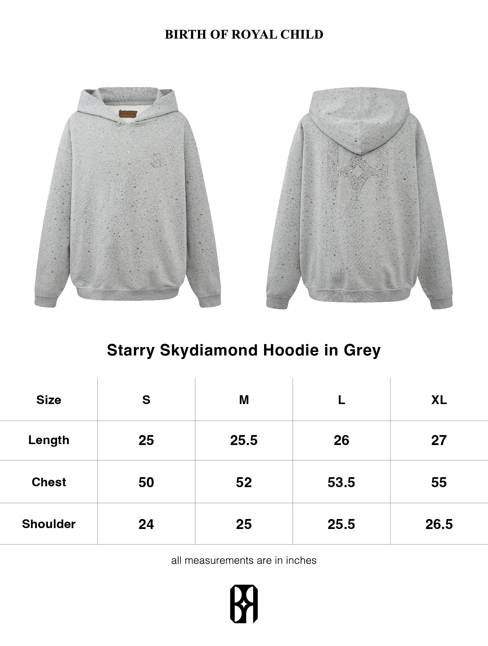 20K Swarovski Diamond Hoodie in Grey