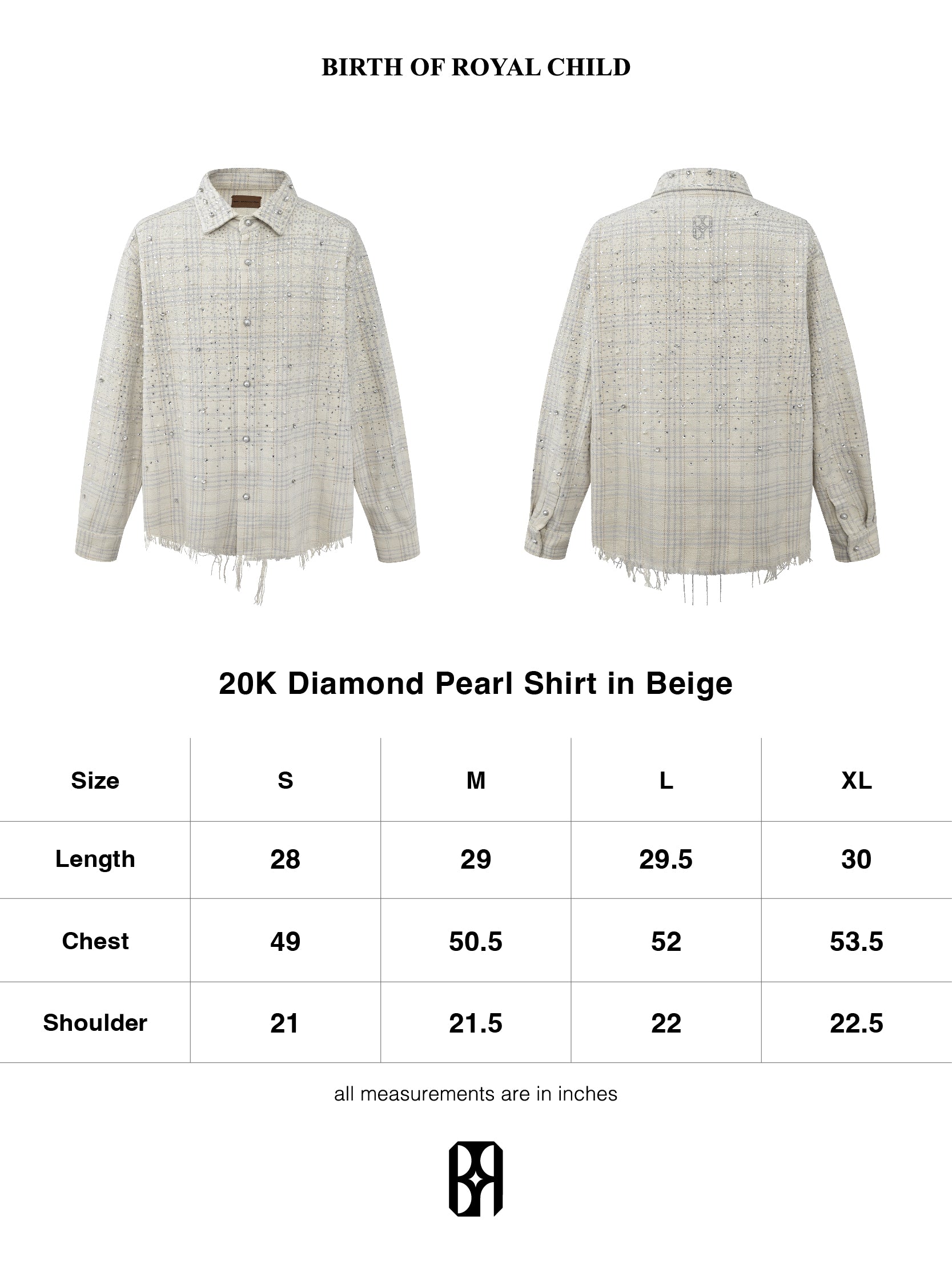 20K Diamond Pearl Shirt in Beige