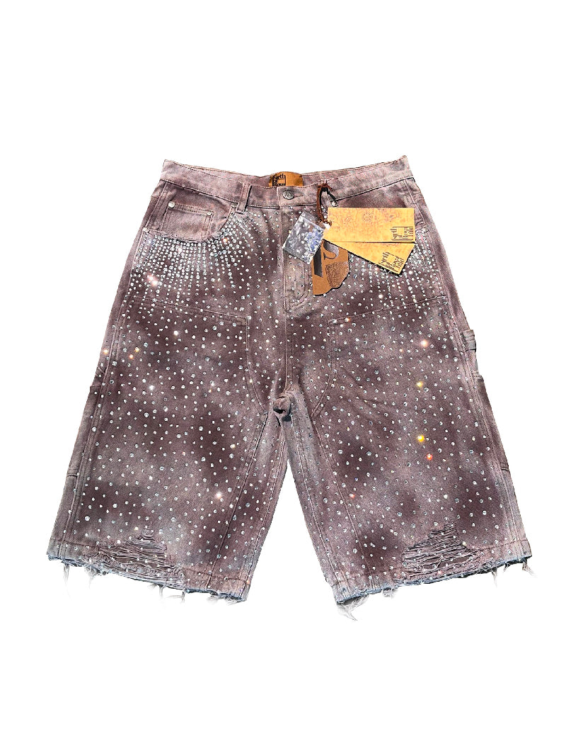 Redial 20k Diamond Jorts in Washed Brown