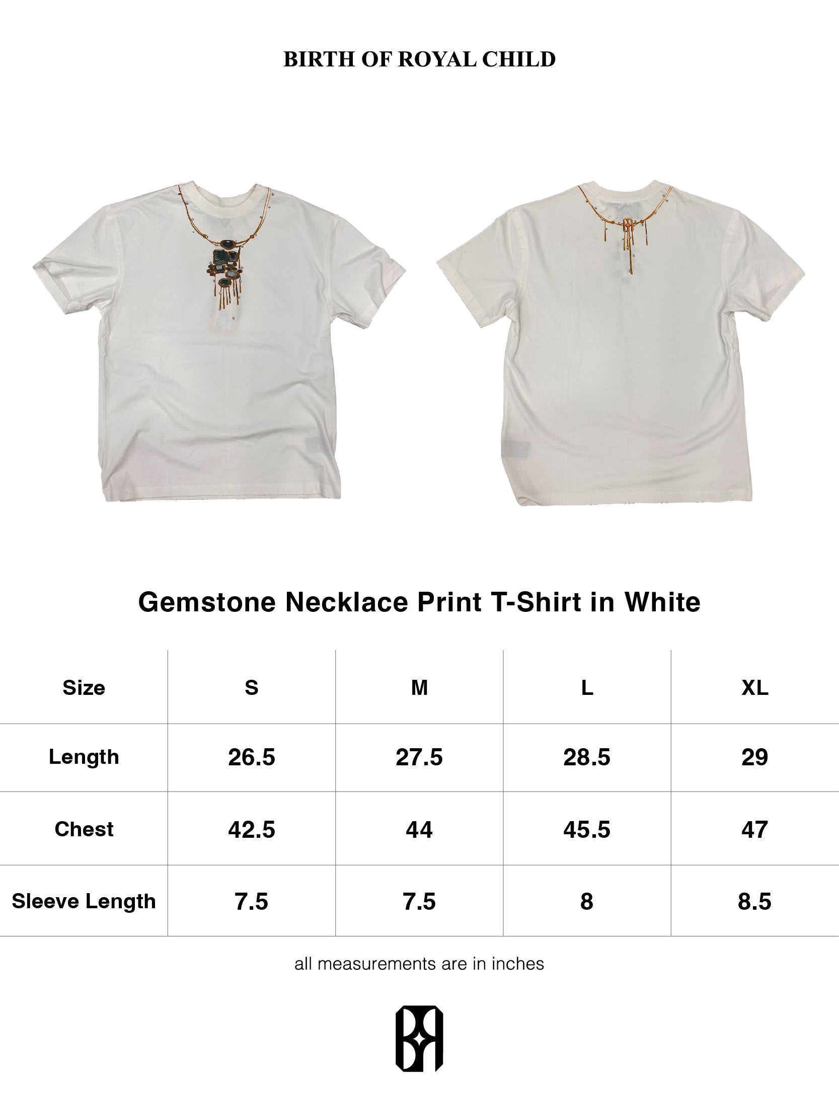 Gemstone Necklace Print T-Shirt in White