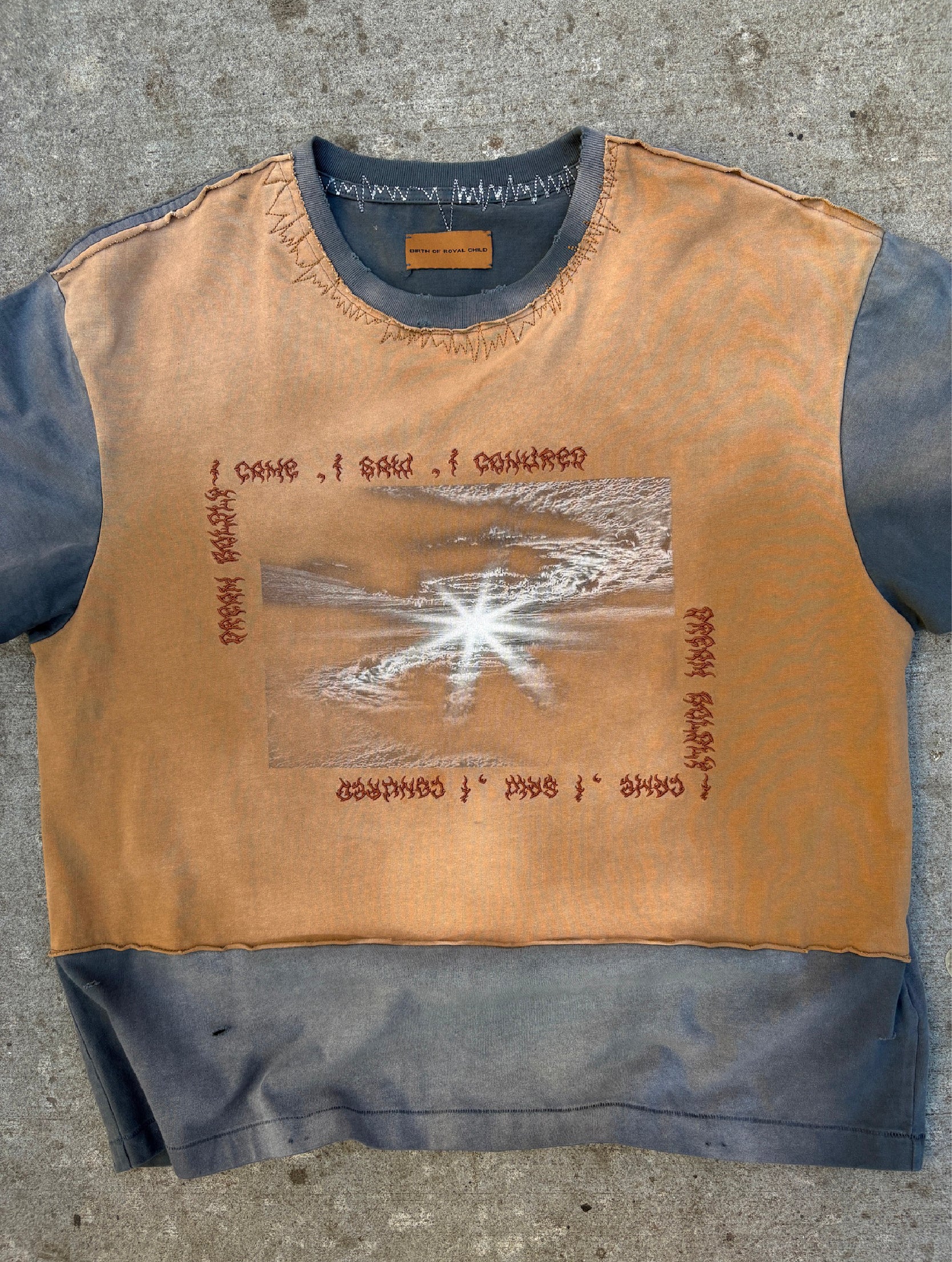2-IN-1 Distressed Stained Long-sleeve Tee