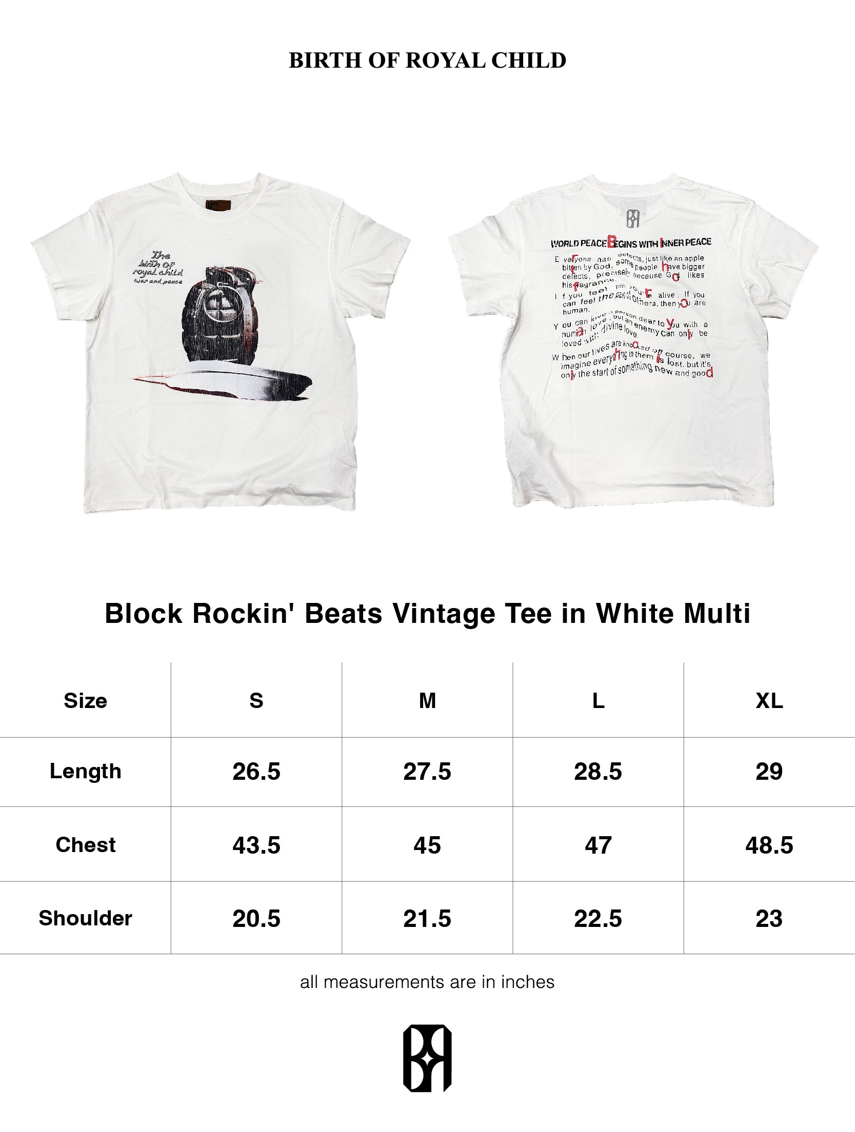 Block Rockin' Beats Vintage Tee in White Multi