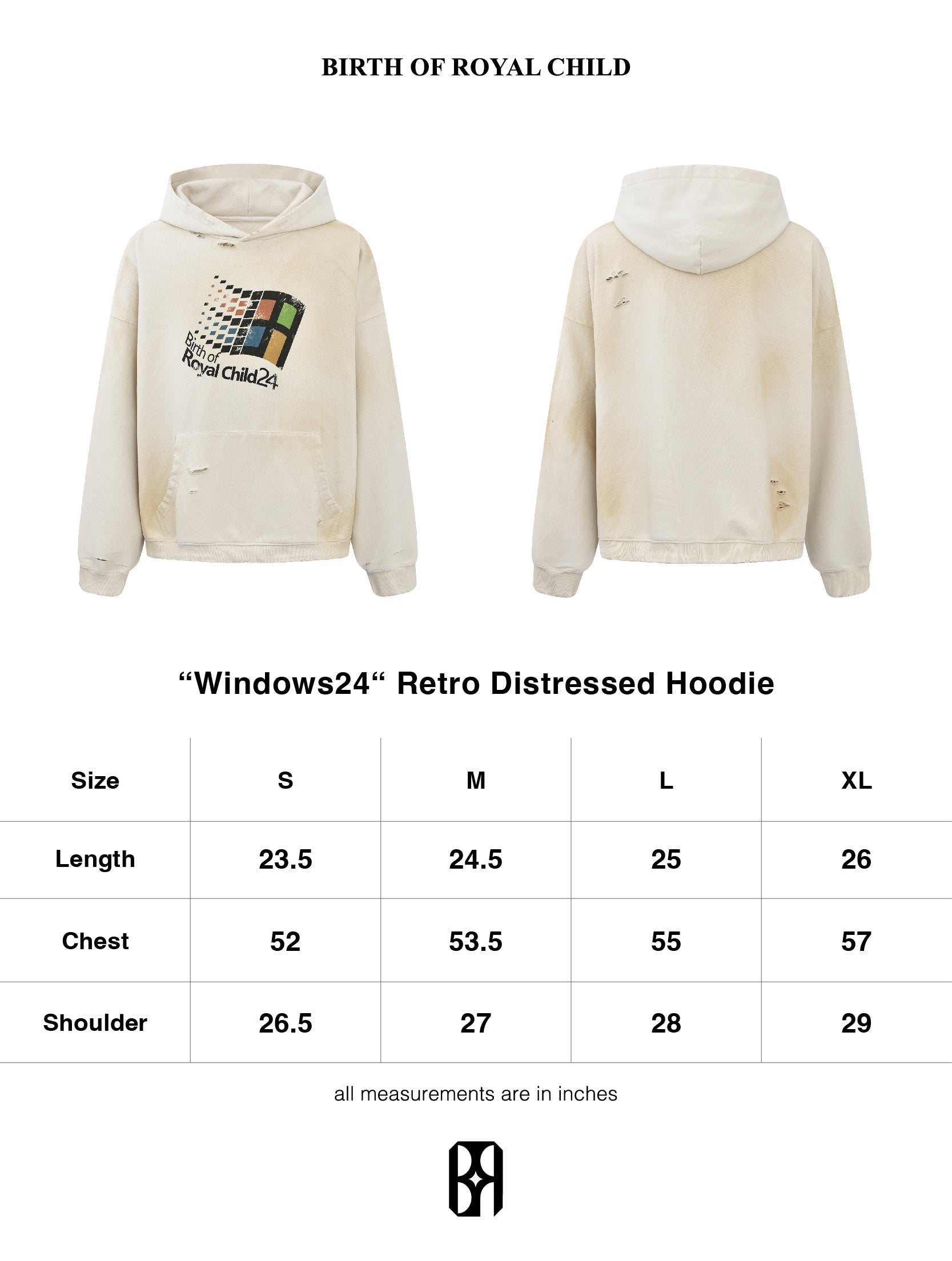 "Windows24" Retro Distressed Hoodie