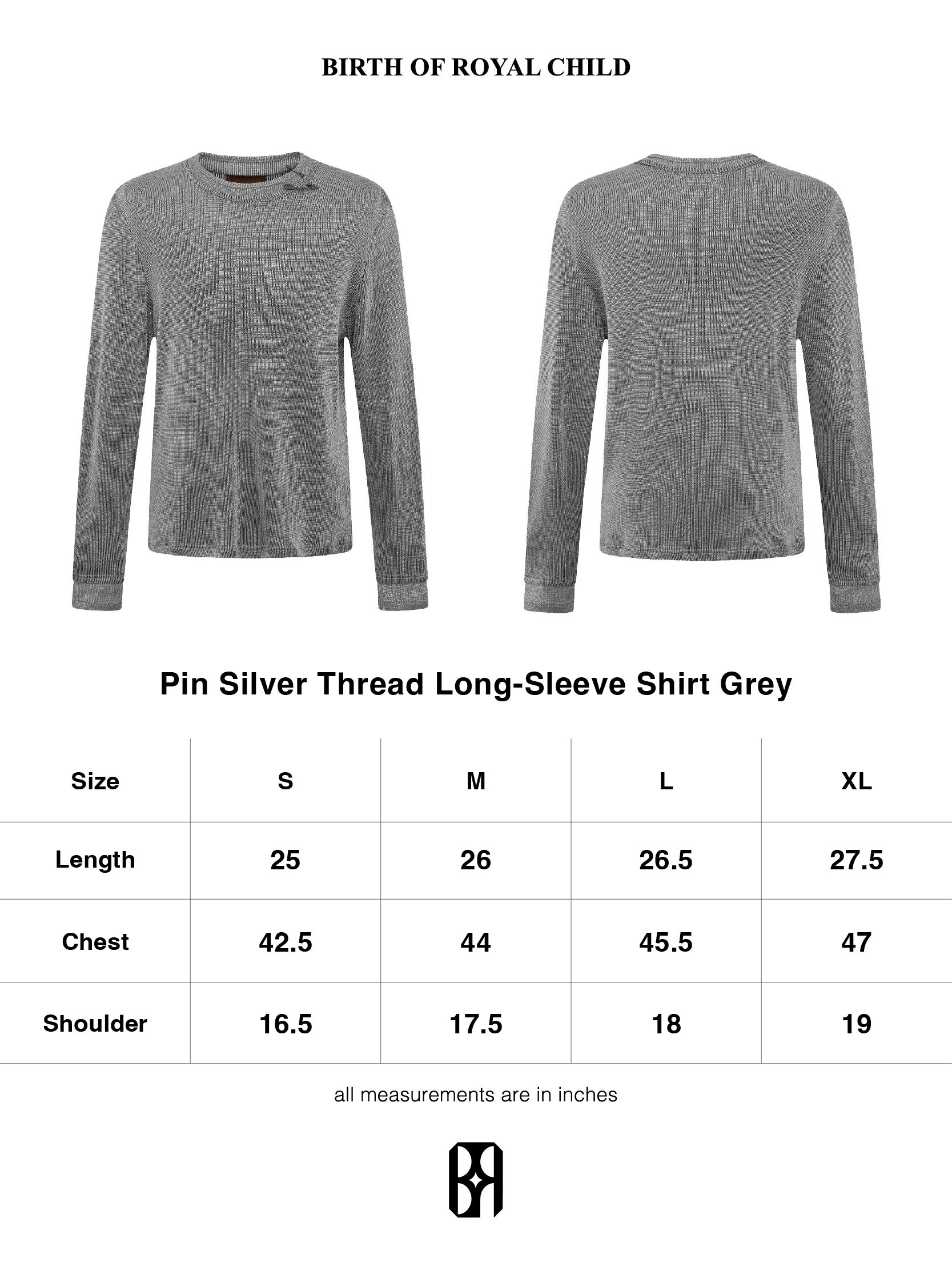 PIN SILVER THREAD LONG-SLEEVE SHIRT GREY