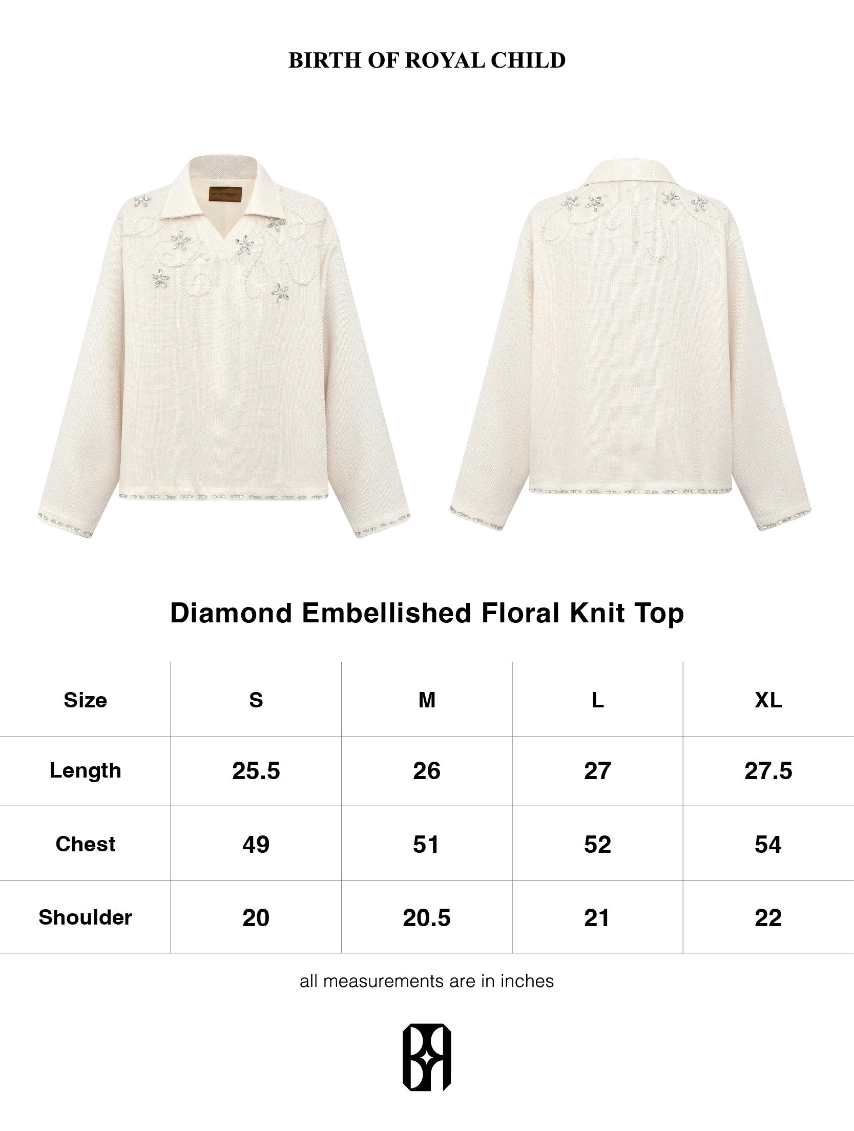 DIAMOND EMBELLISHED FLORAL KNIT TOP IN WHT