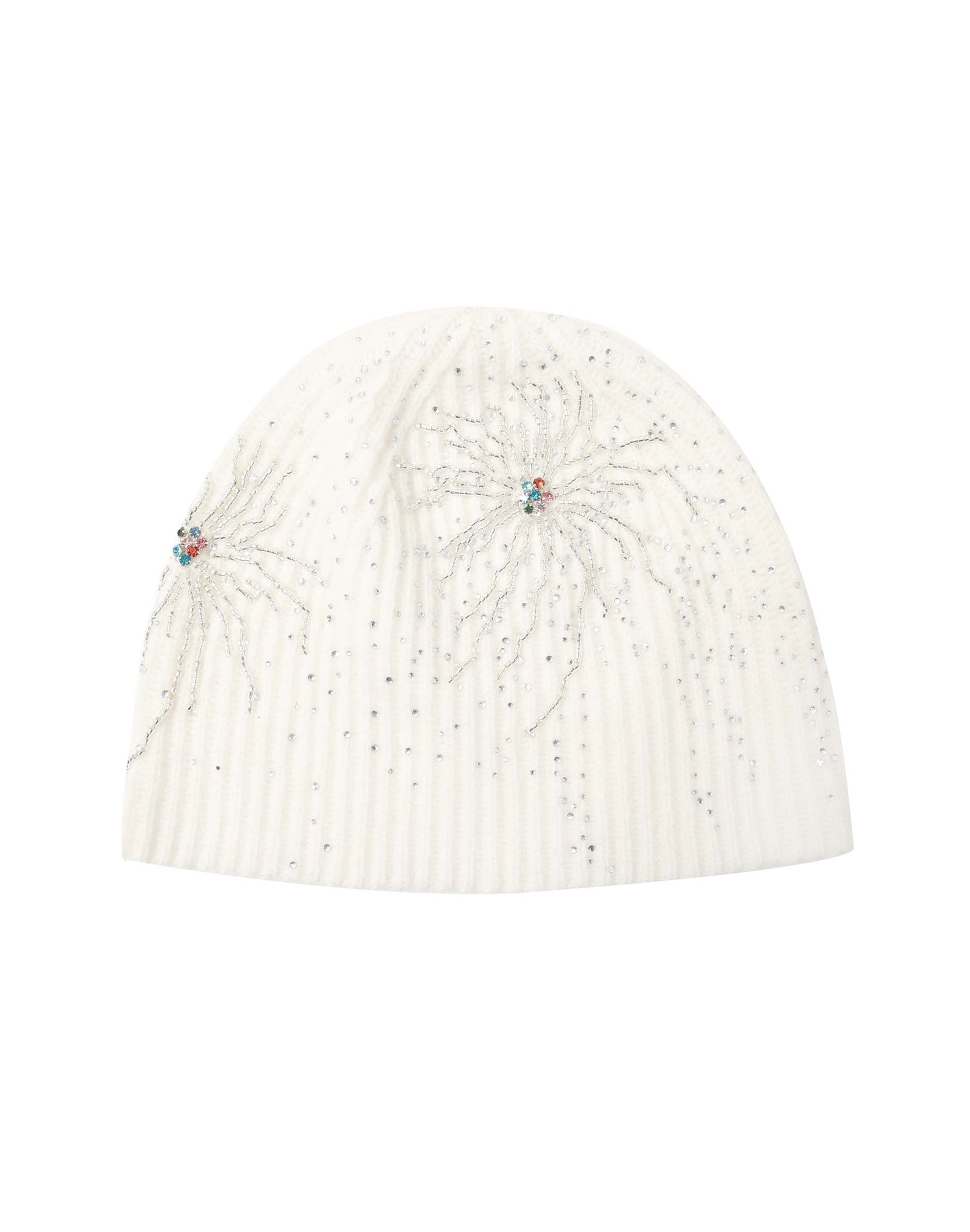 Fireworks Studded Beaded Beanie IN WHT