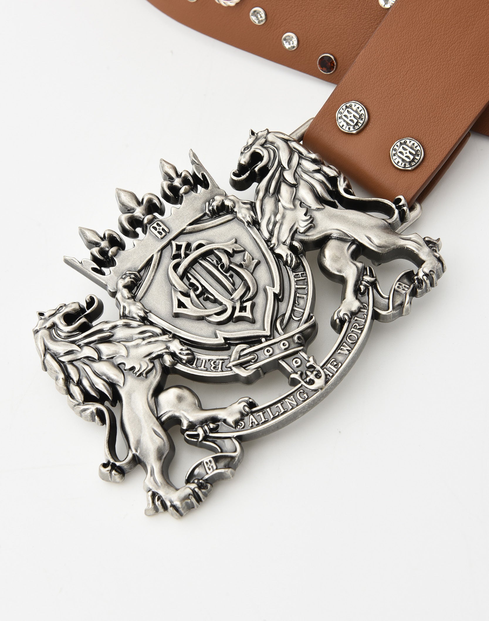 【BIRTH OF  CHILD】ライオンメダルレザーベルト S/M Lion Medal Leather Belt IN BRN – Birth Of Royal Child
