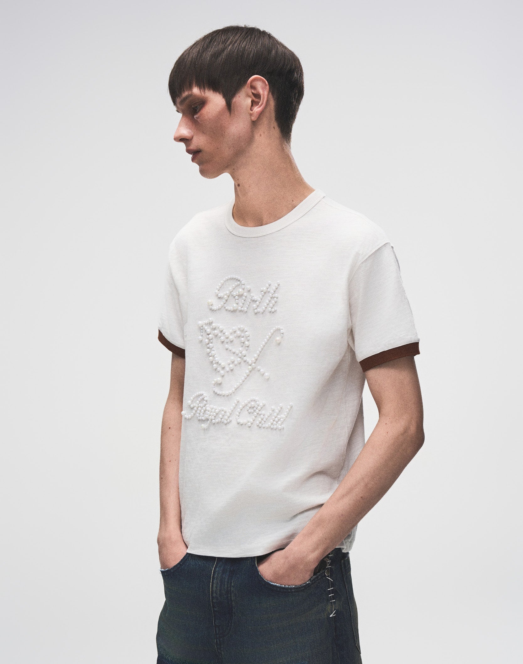 Pearl Patchwork T-Shirt IN WHT