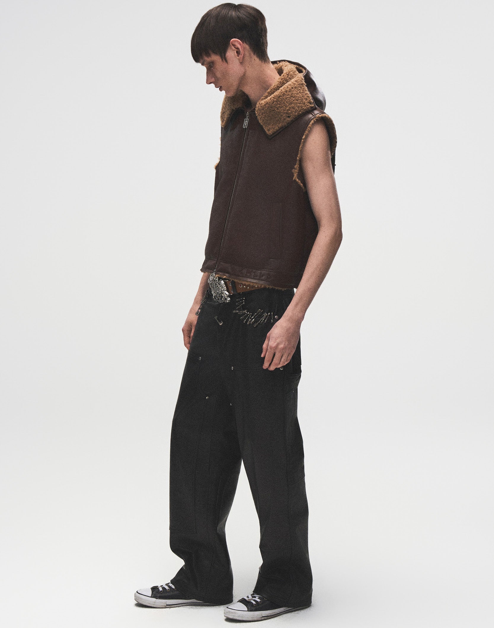 Embroidered Badge Shearling Vest