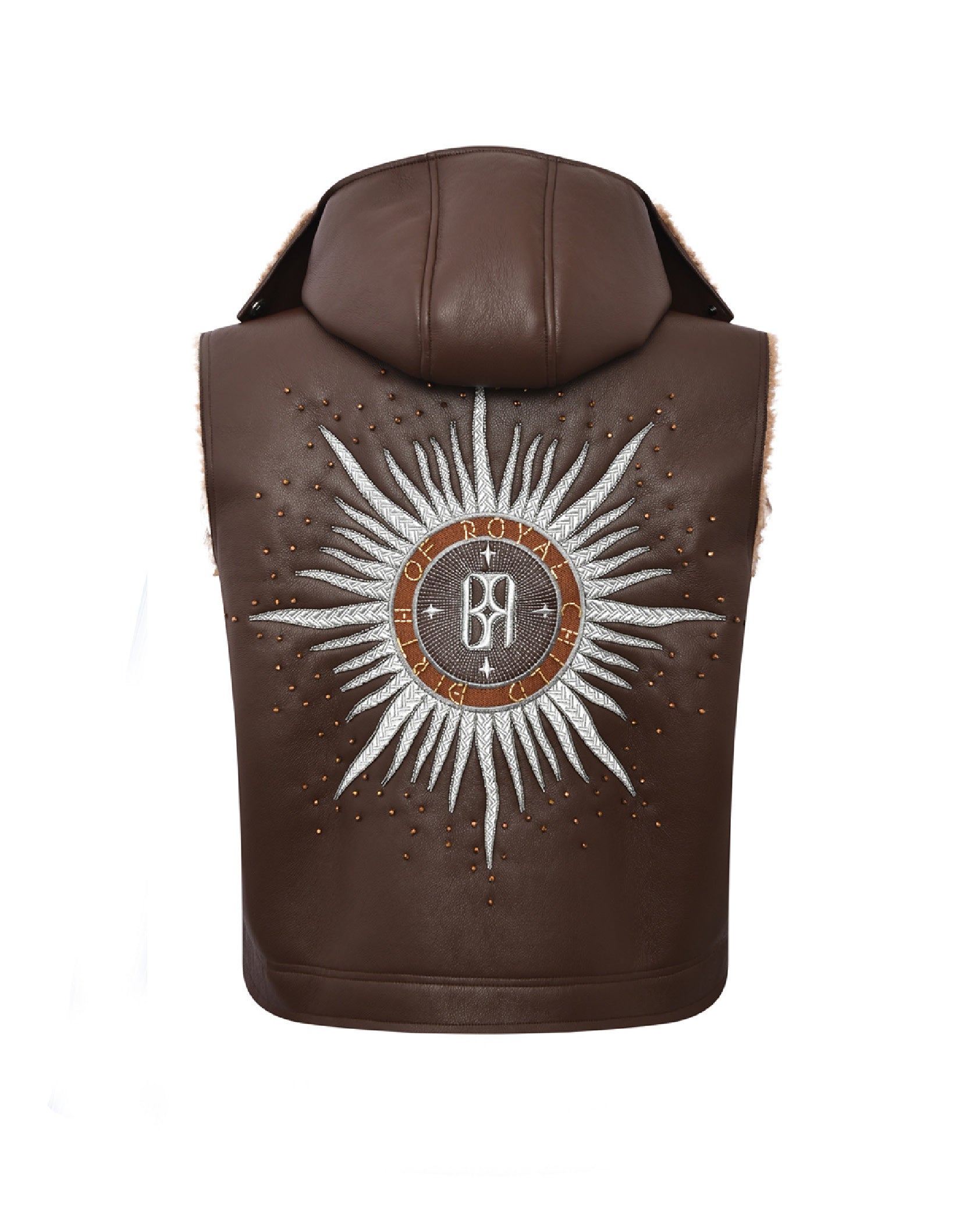 Embroidered Badge Shearling Vest