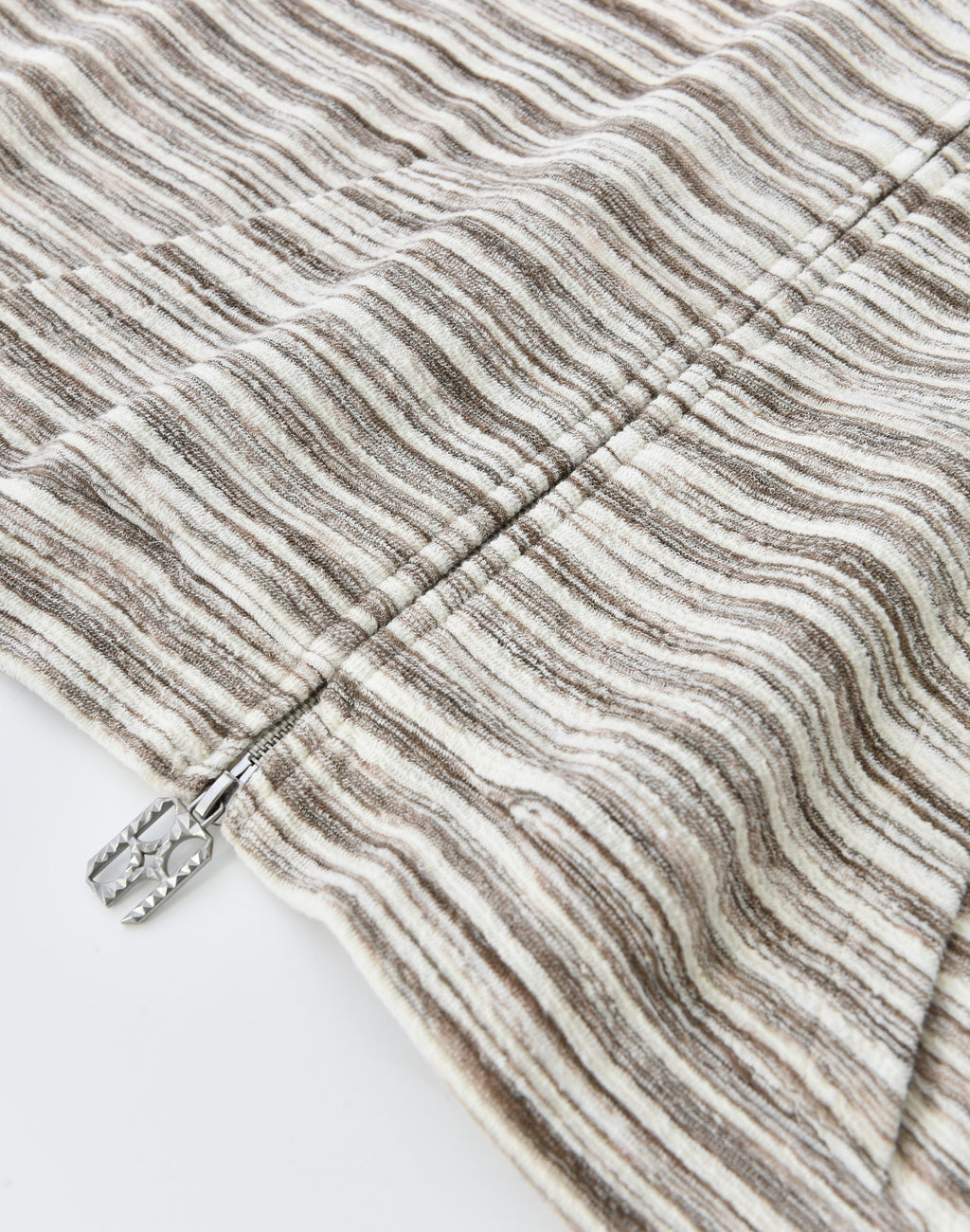 Striped Knit Hoodie in White