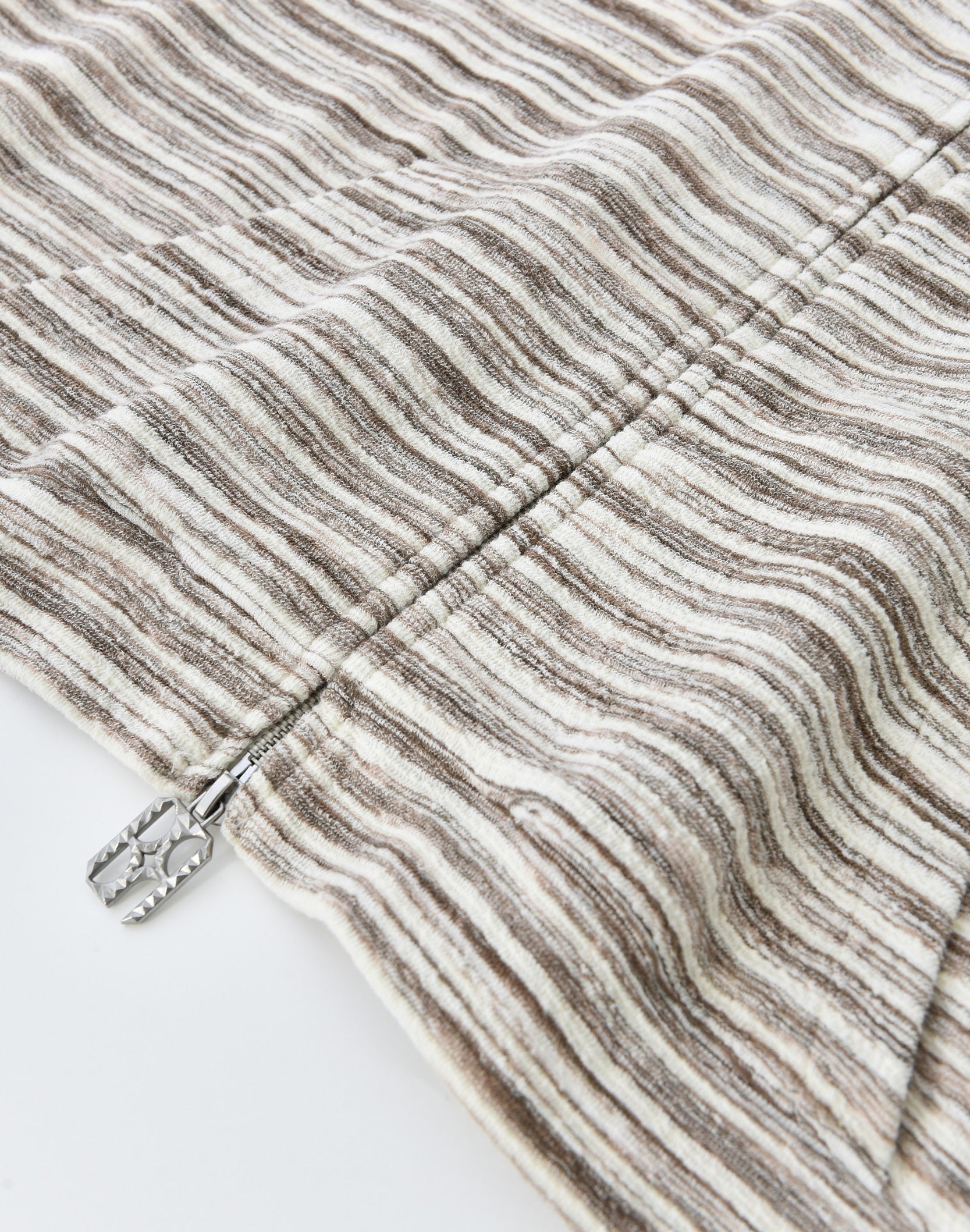 Striped Knit Hoodie in White