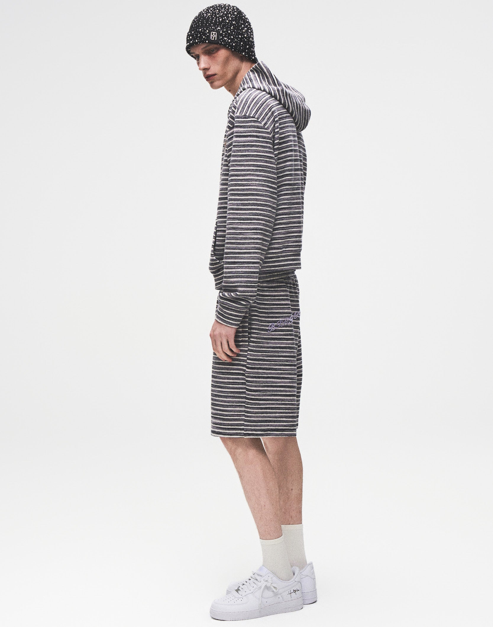 Striped Knit Set in Grey