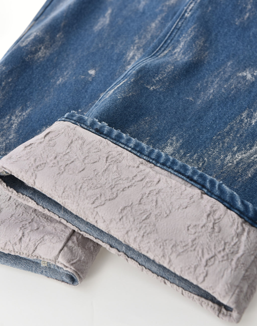 Embossed Silver-Washed Denim (Blue)