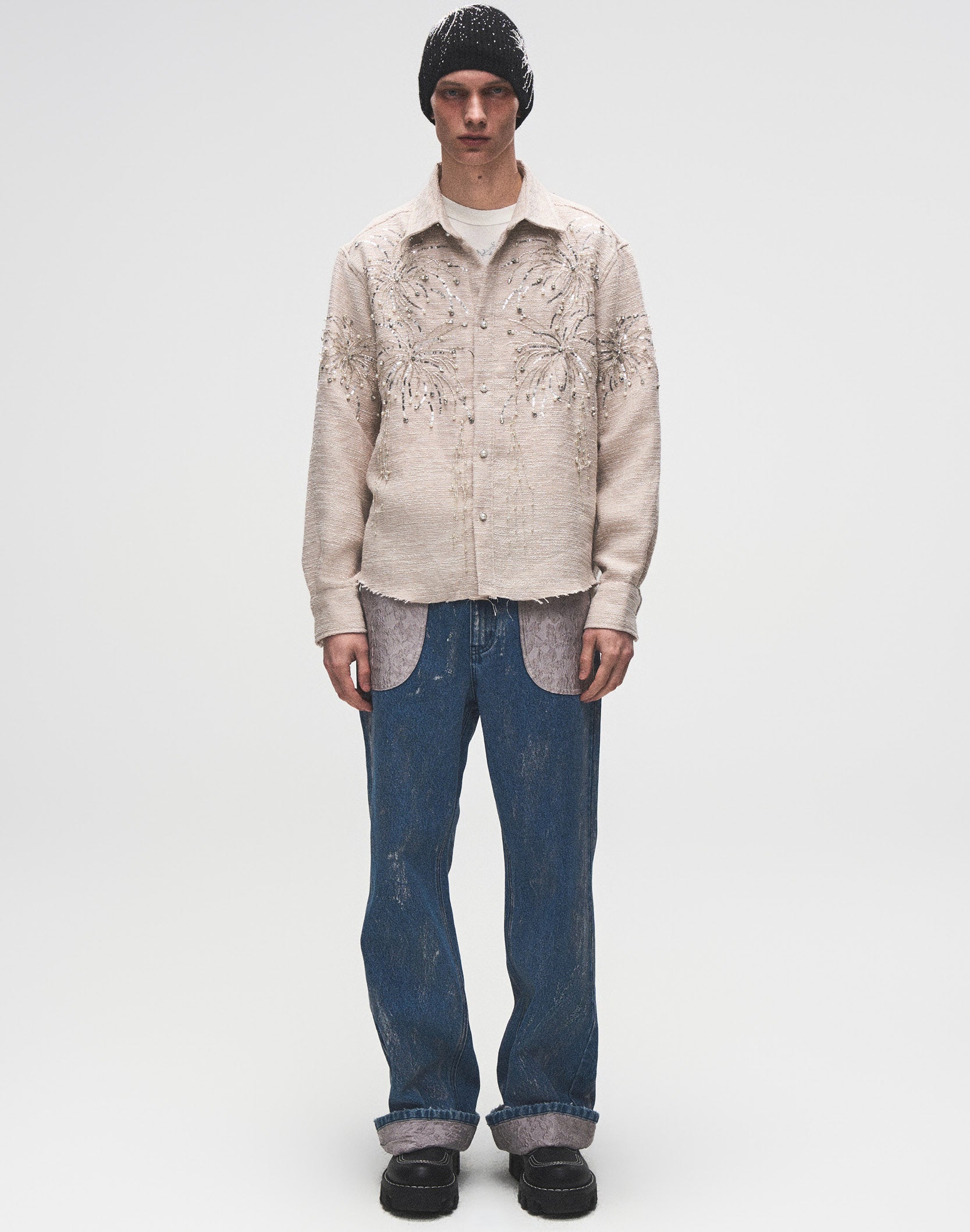 Embossed Silver-Washed Denim (Blue) – Birth Of Royal Child