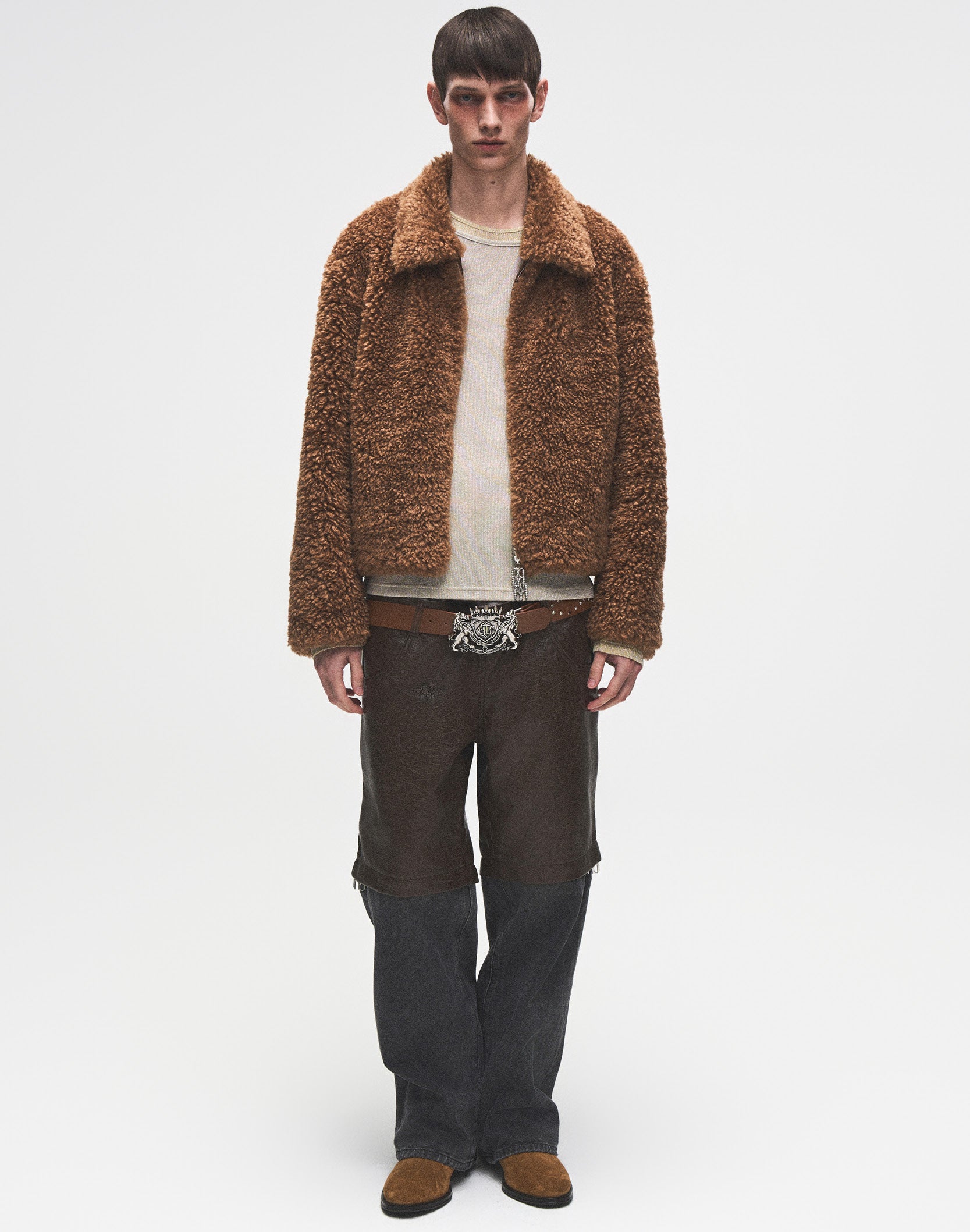 Reversible Carved Leather Fur Jacket