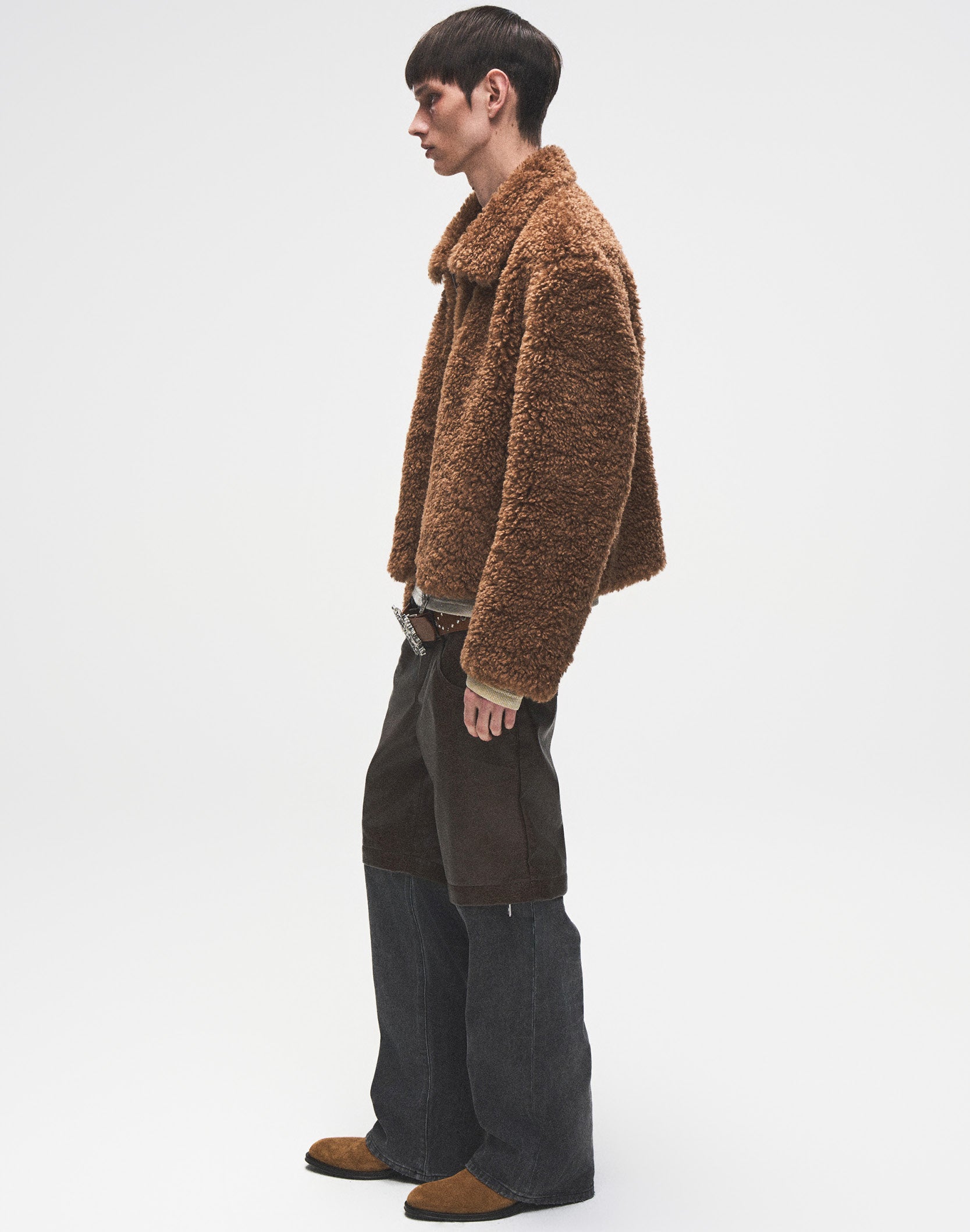 Reversible Carved Leather Fur Jacket