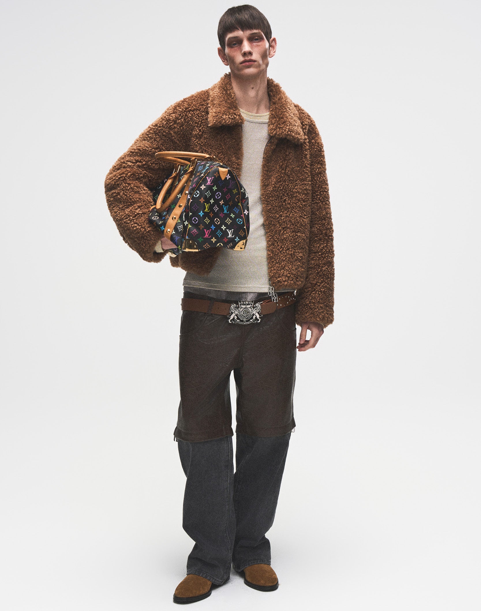 Reversible Carved Leather Fur Jacket