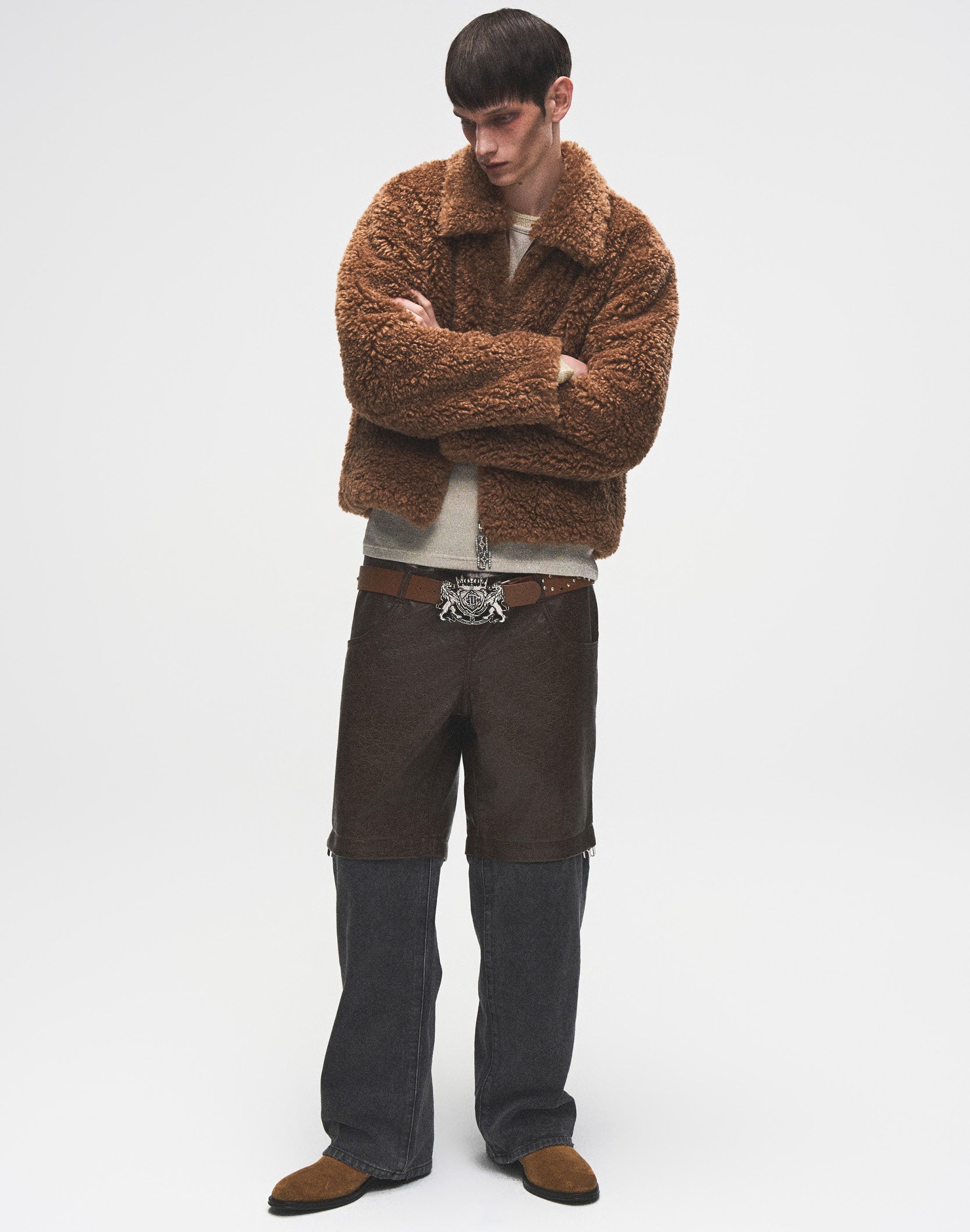 Reversible Carved Leather Fur Jacket
