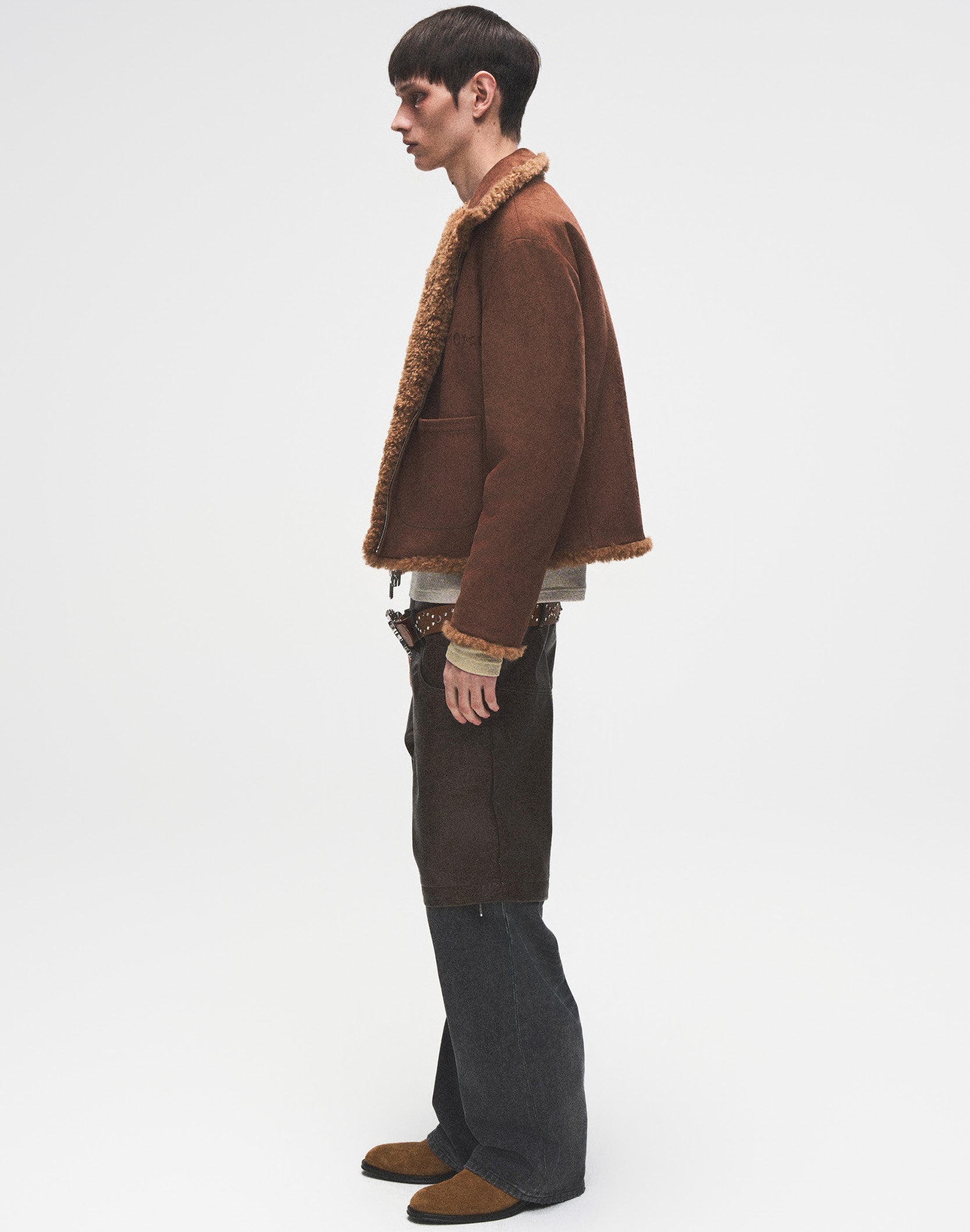 Reversible Carved Leather Fur Jacket