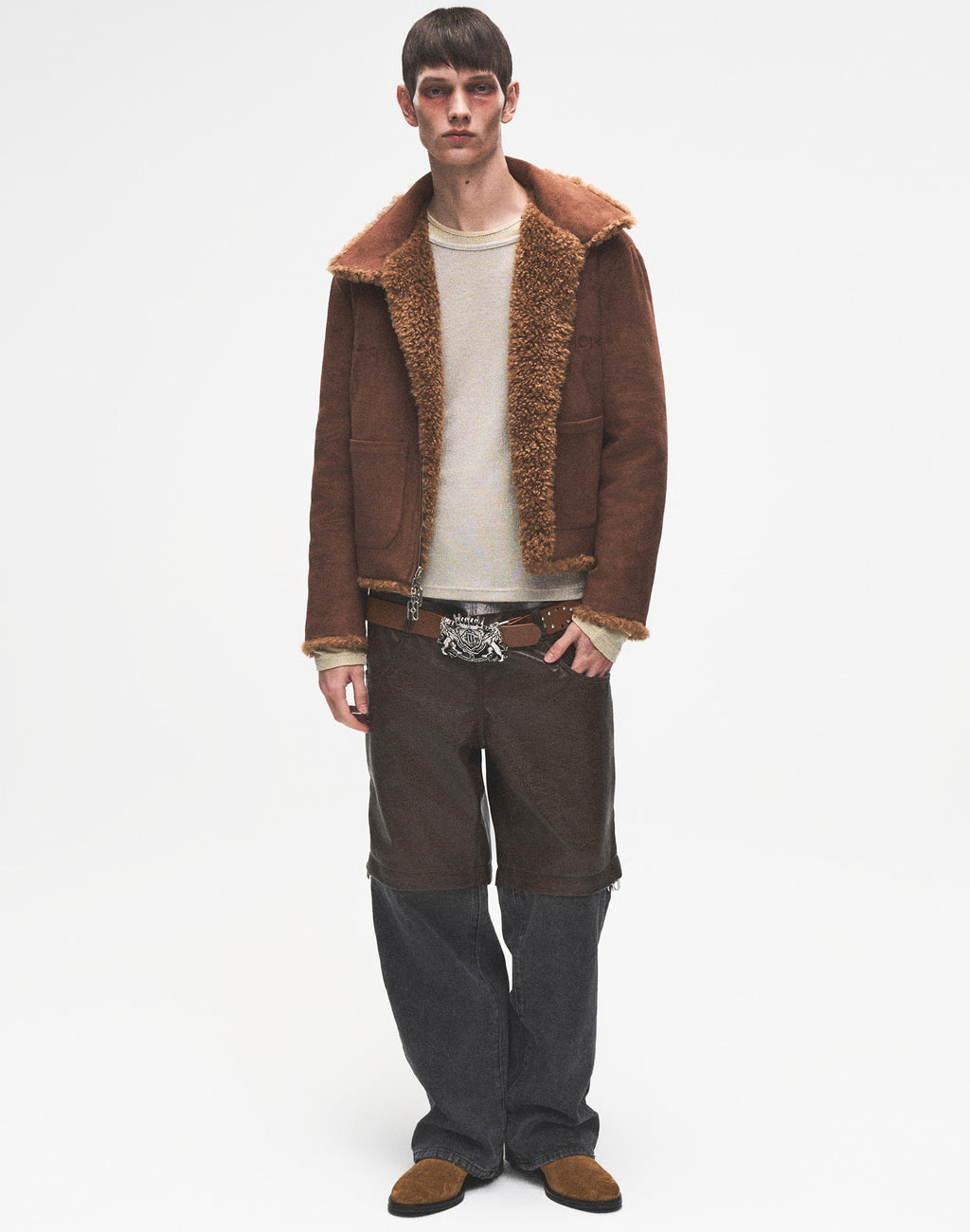 Reversible Carved Leather Fur Jacket