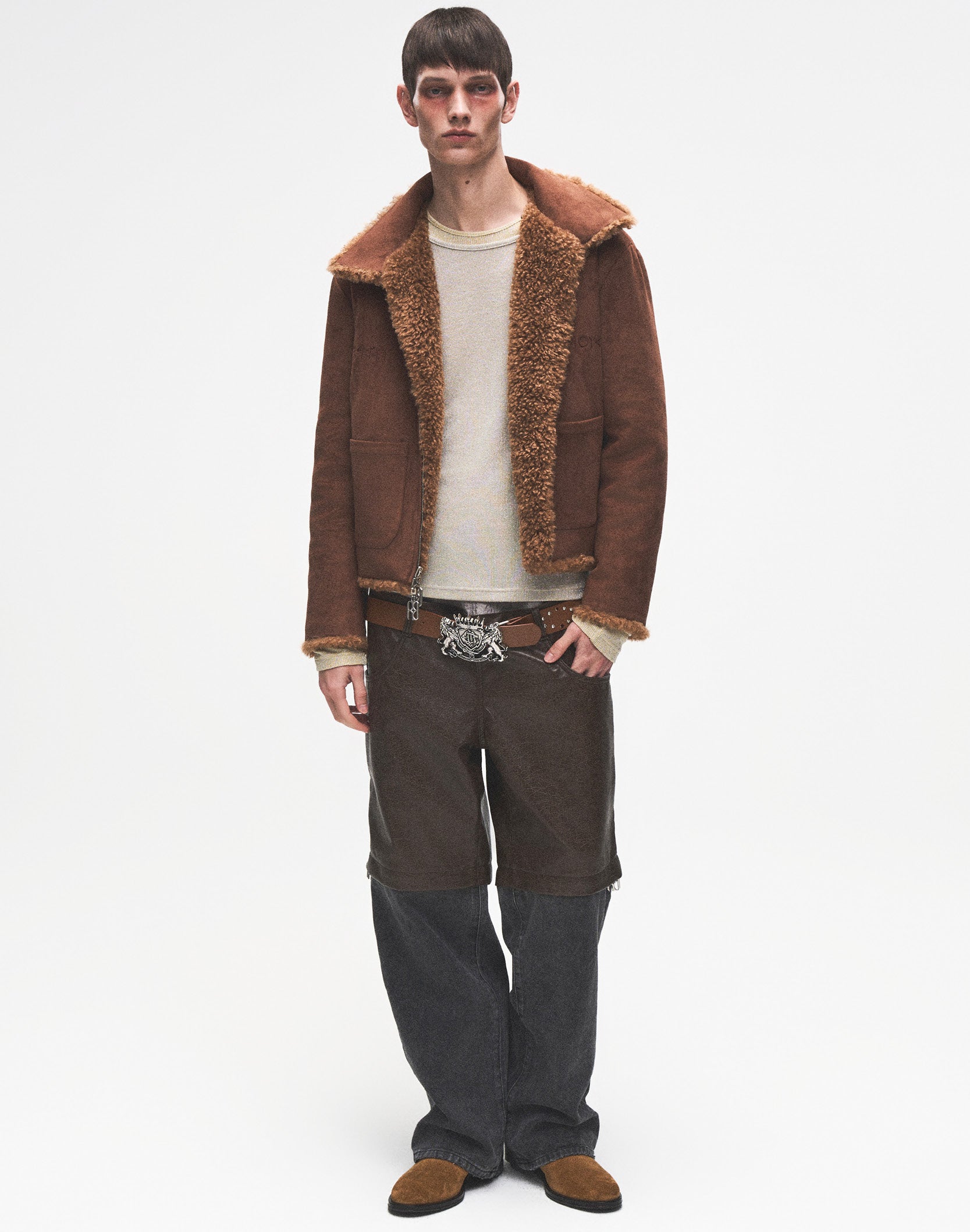 Reversible Carved Leather Fur Jacket