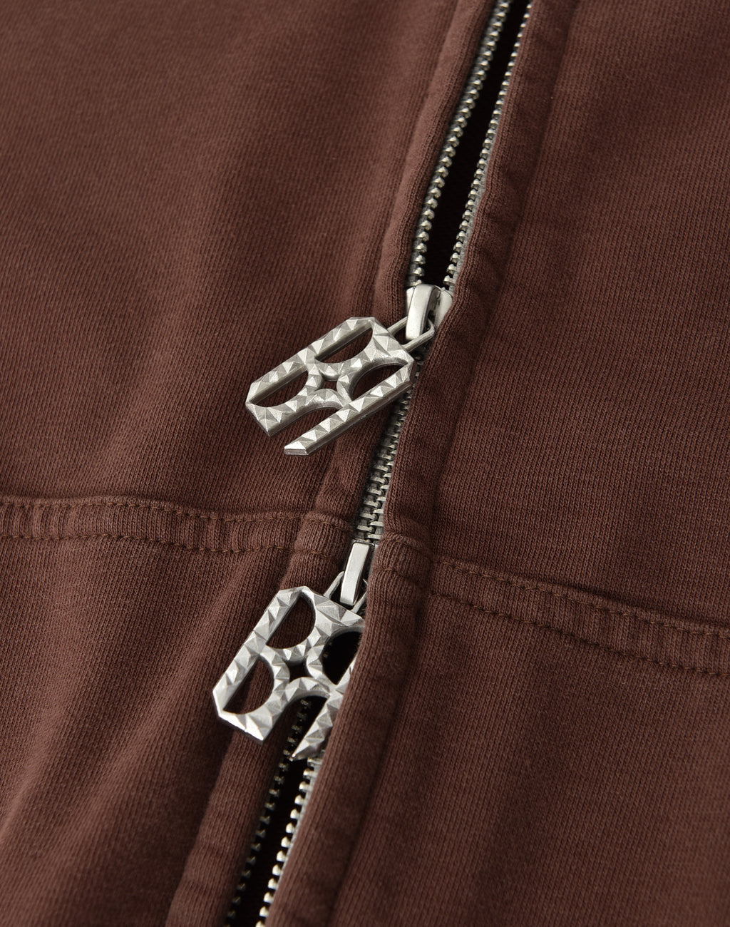 PEARL STUDDED BOXY ZIP HOODIE BROWN