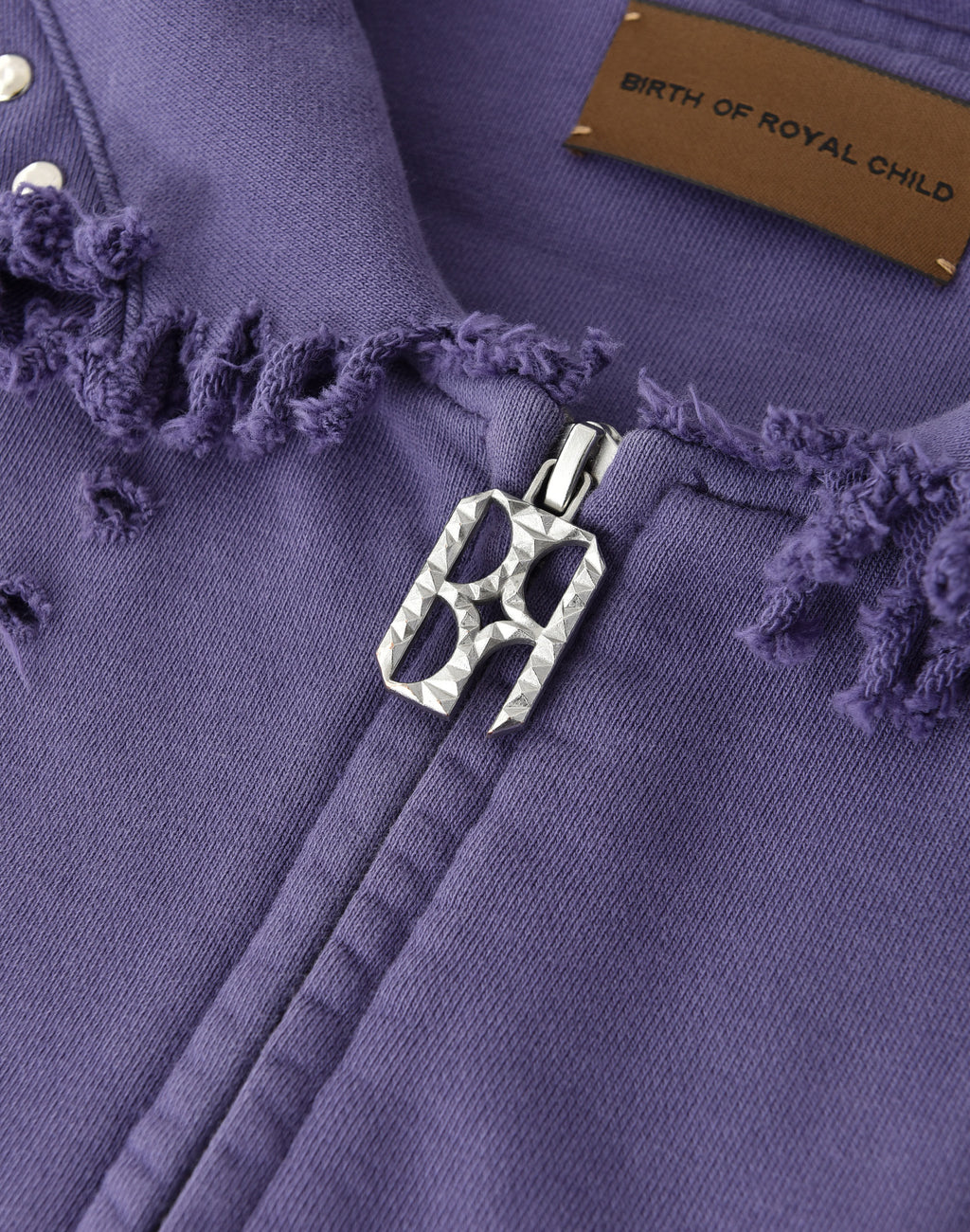 PEARL STUDDED BOXY ZIP HOODIE PURPLE