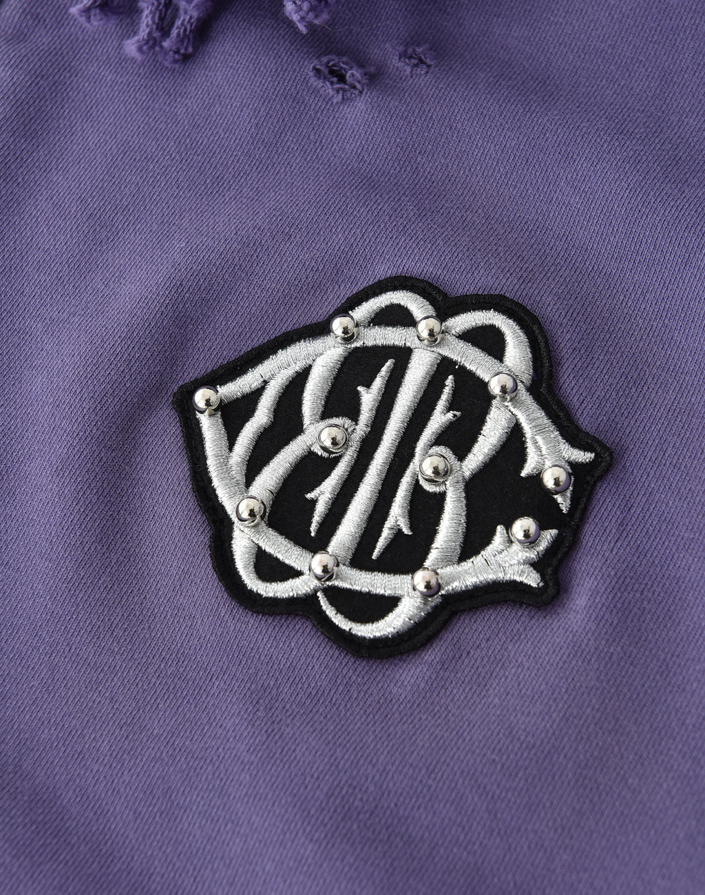 PEARL STUDDED BOXY ZIP HOODIE PURPLE