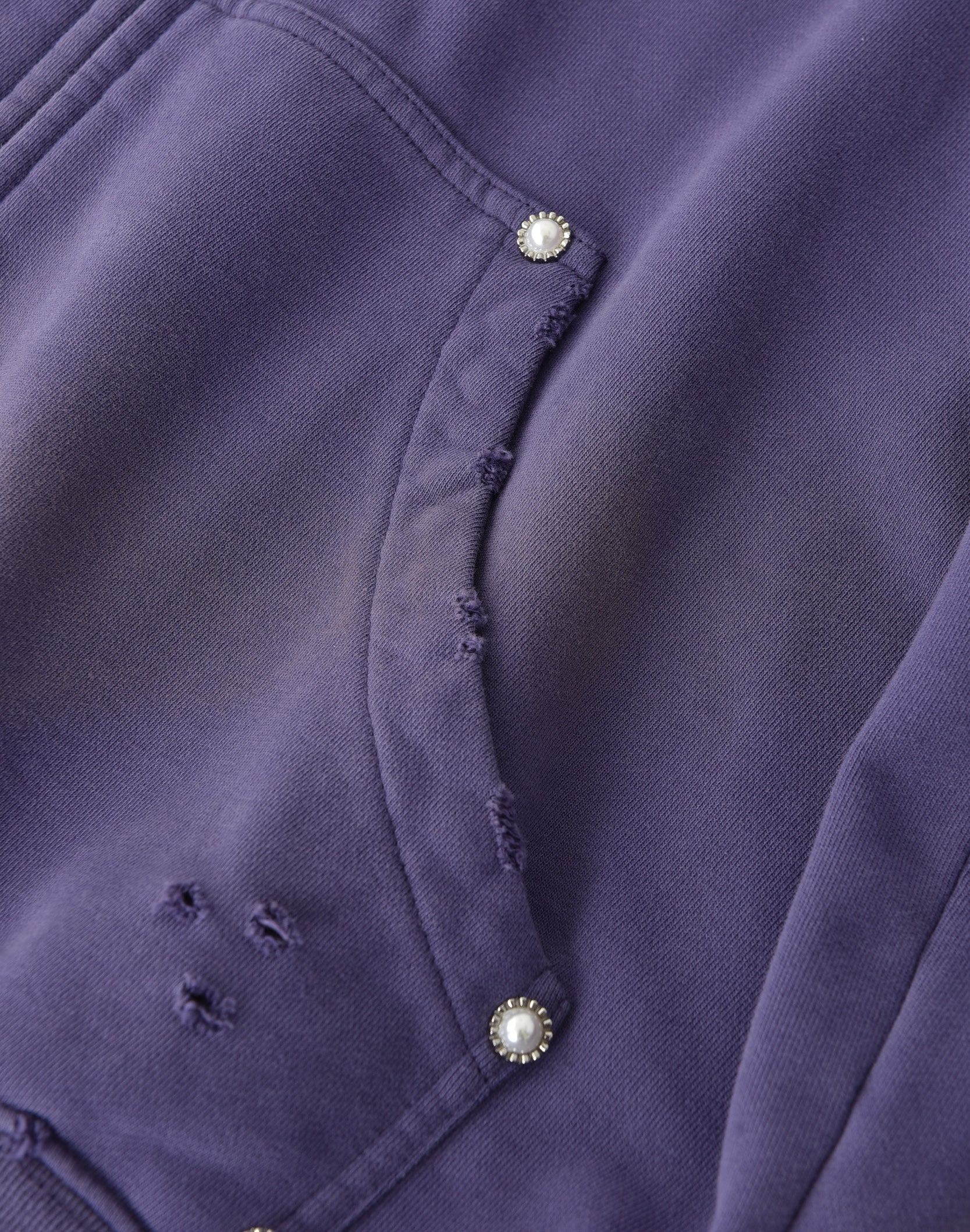PEARL STUDDED BOXY ZIP HOODIE PURPLE
