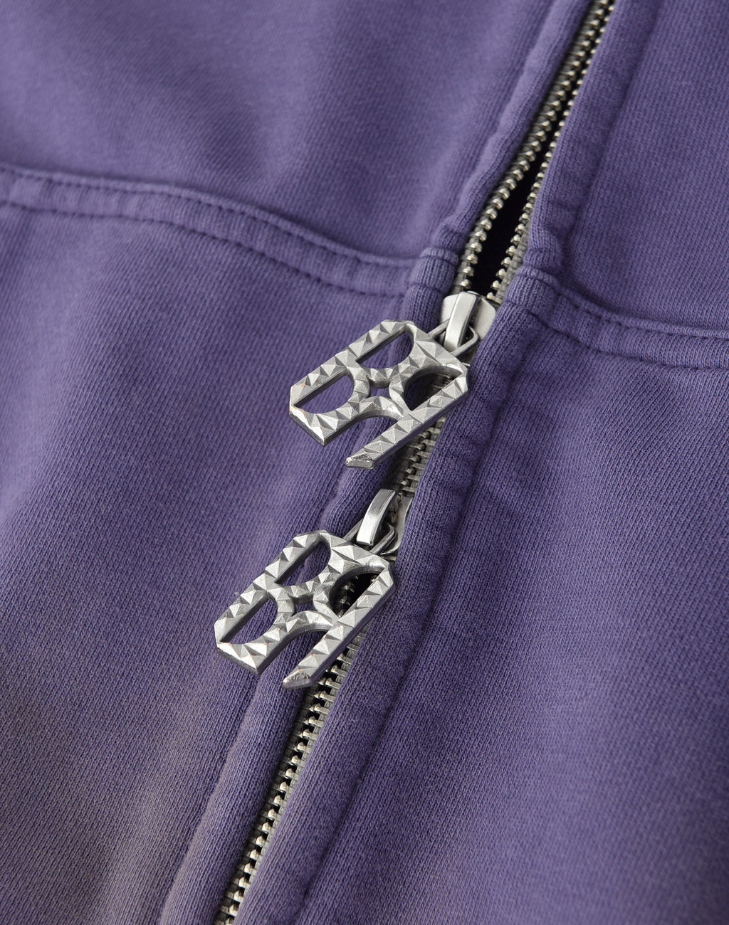 PEARL STUDDED BOXY ZIP HOODIE PURPLE