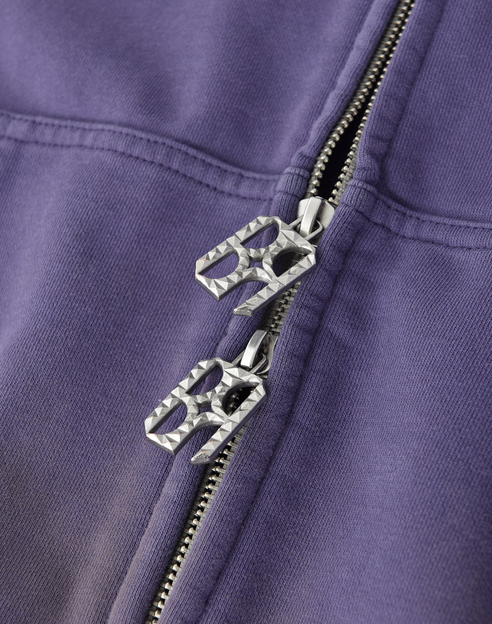 PEARL STUDDED BOXY ZIP HOODIE PURPLE