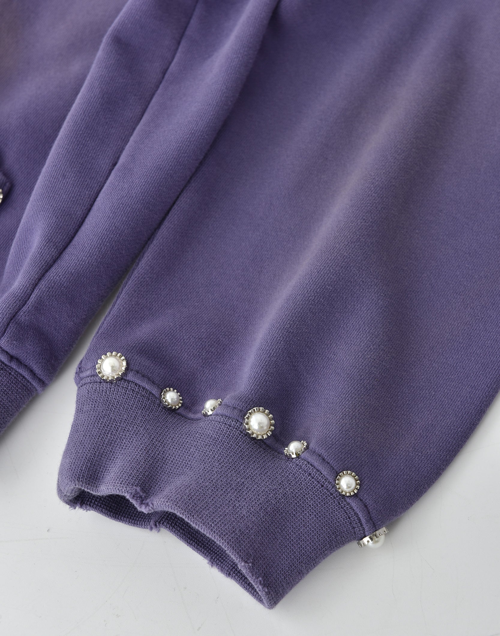 PEARL STUDDED BOXY ZIP HOODIE PURPLE – Birth Of Royal Child