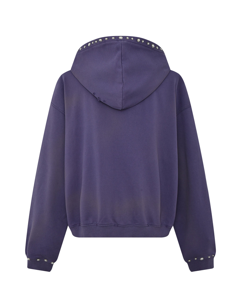 PEARL STUDDED BOXY ZIP HOODIE PURPLE
