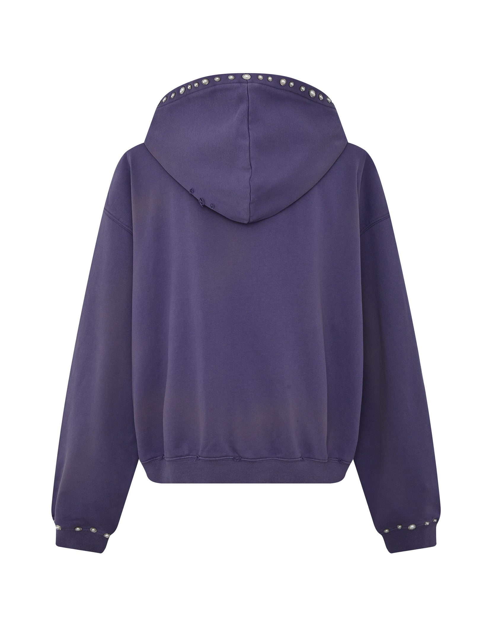 PEARL STUDDED BOXY ZIP HOODIE PURPLE