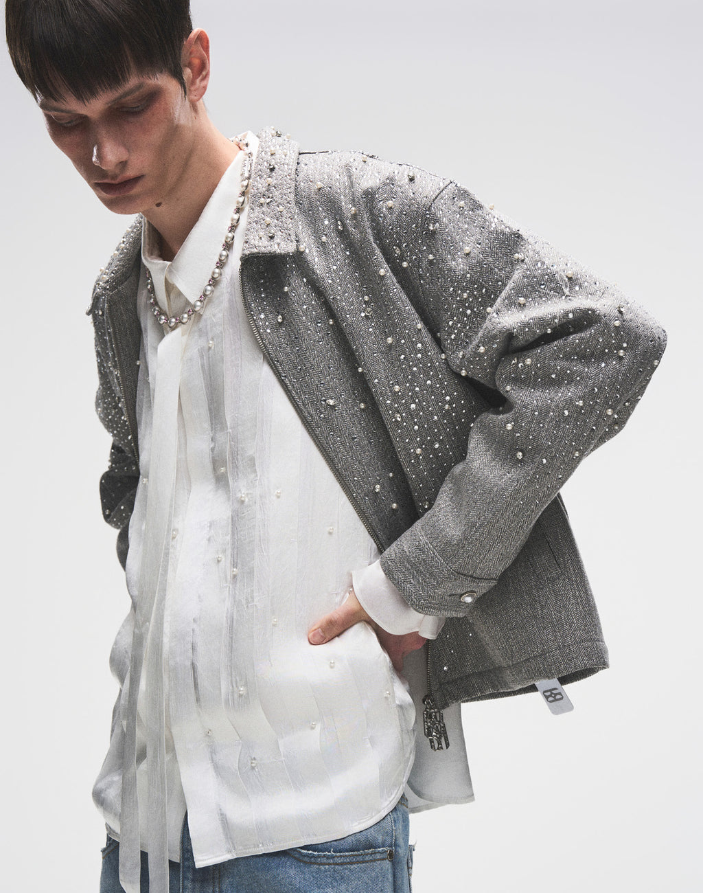 20K Diamond Zipper Jacket in GRY