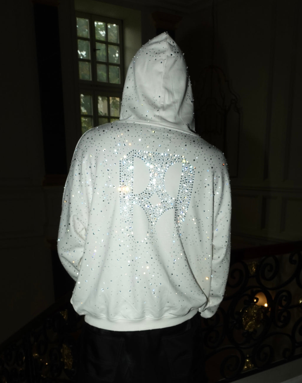20K Swarovski Diamond Hoodie in White