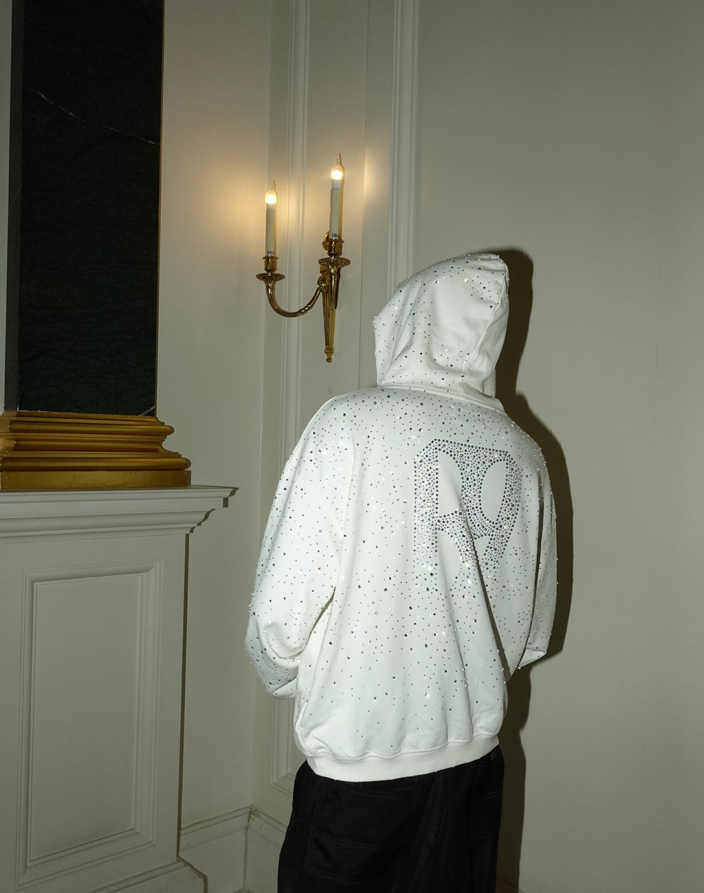 20K Swarovski Diamond Hoodie in White