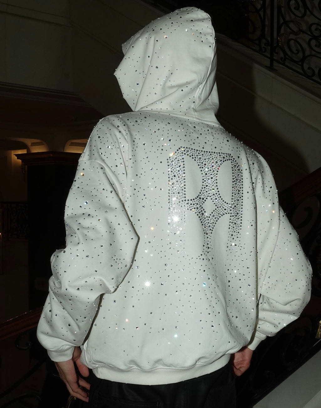 20K Swarovski Diamond Hoodie in White