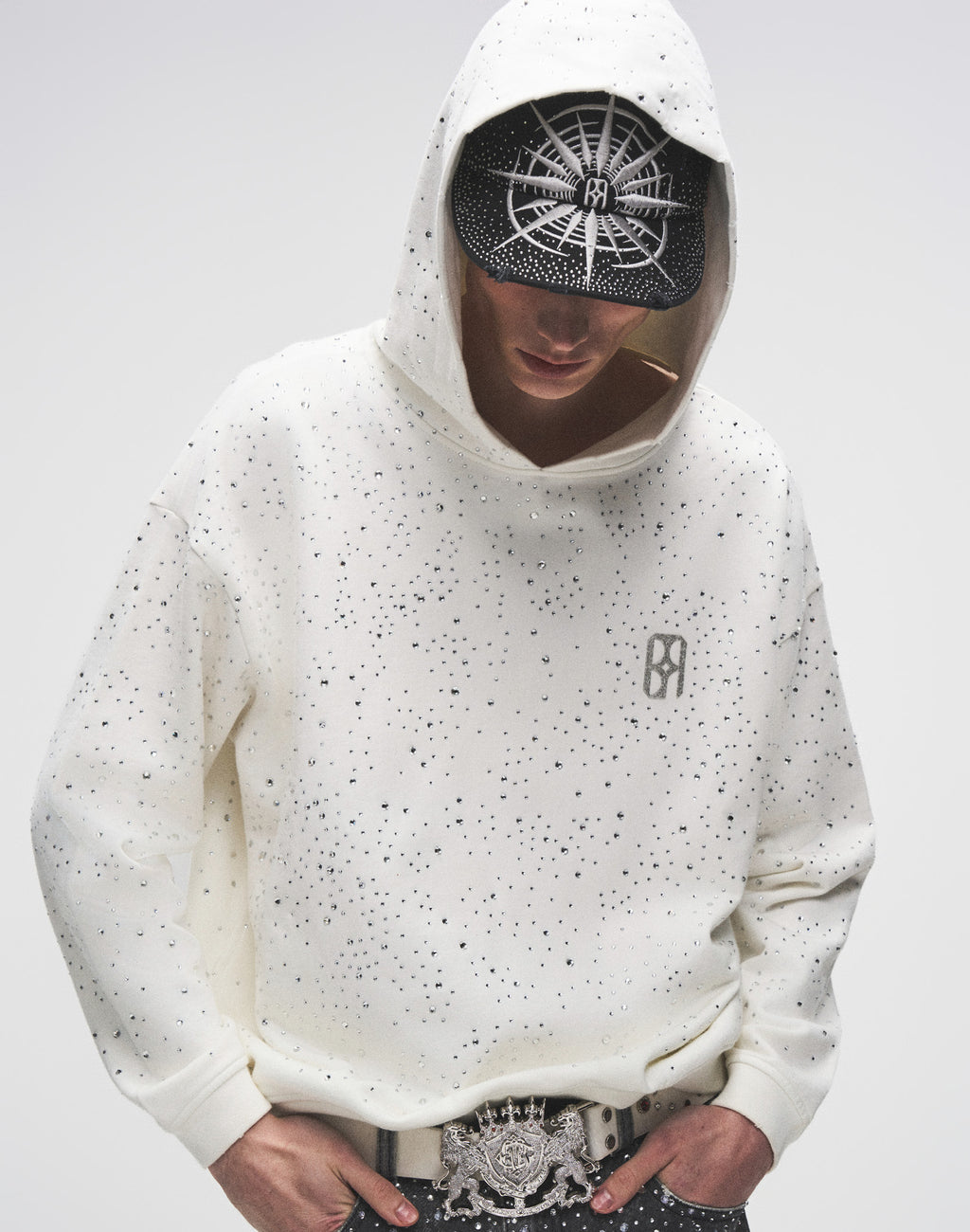 20K Swarovski Diamond Hoodie in White