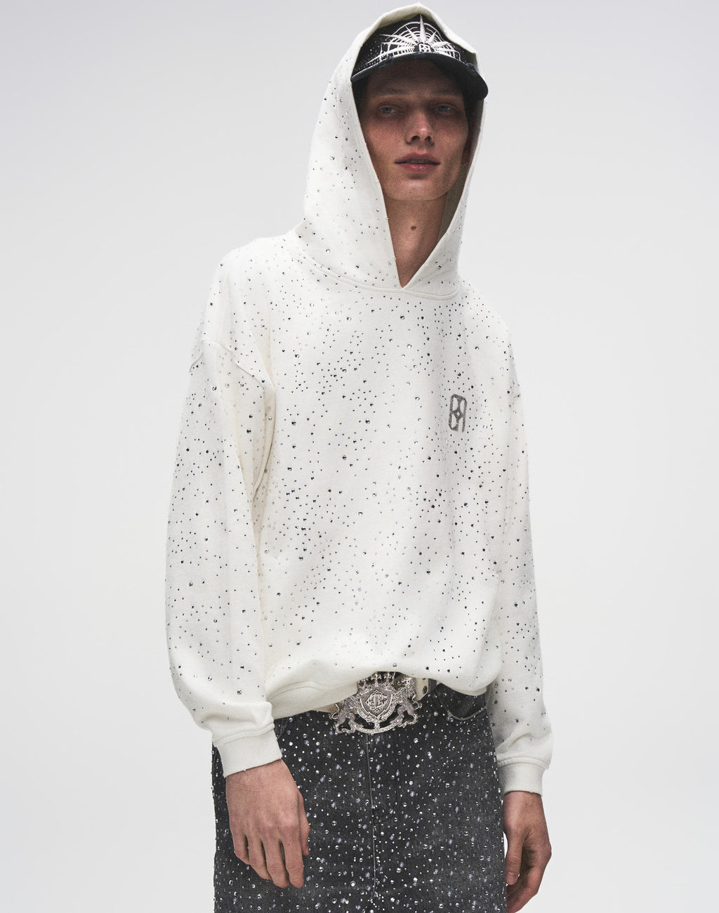 20K Swarovski Diamond Hoodie in White