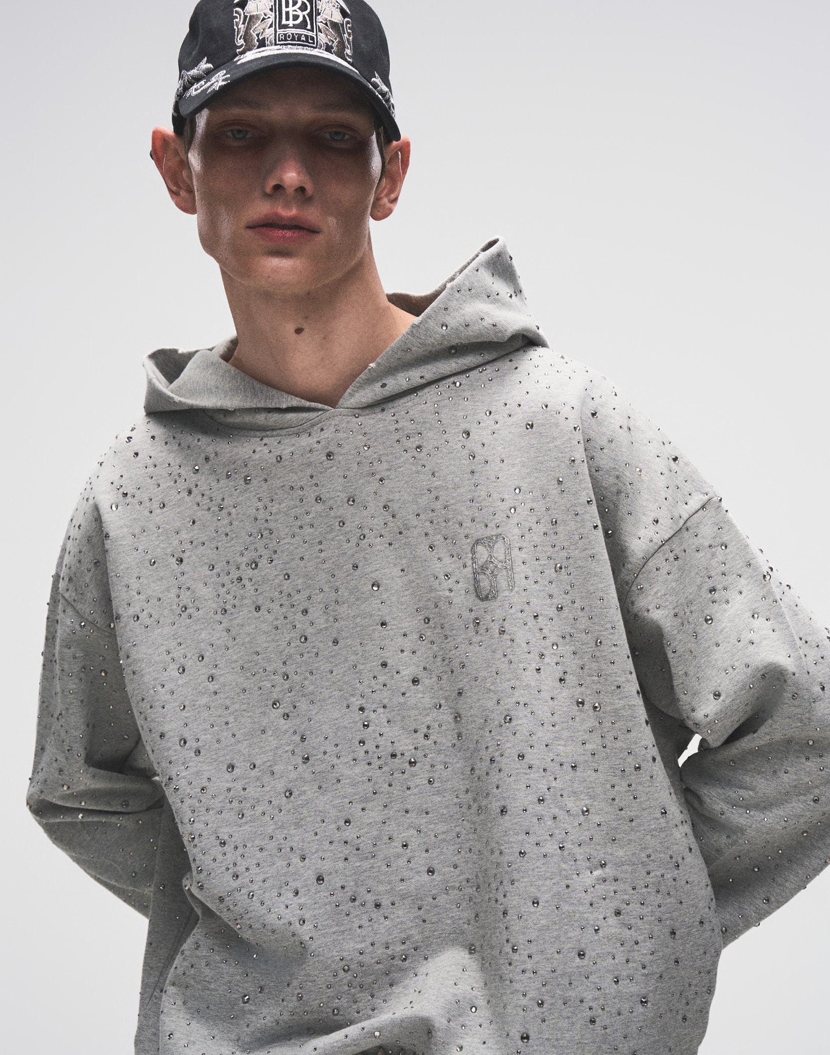 20K Swarovski Diamond Hoodie in Grey