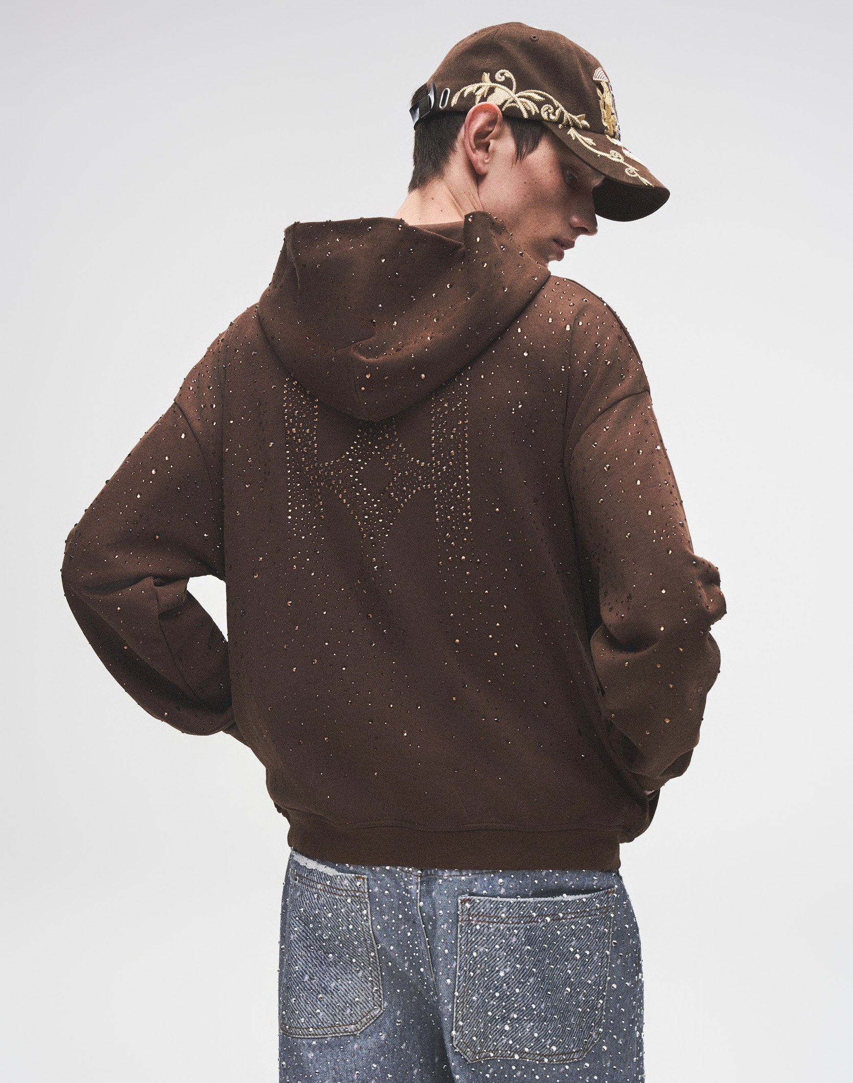 20K Swarovski Diamond Hoodie in Brown